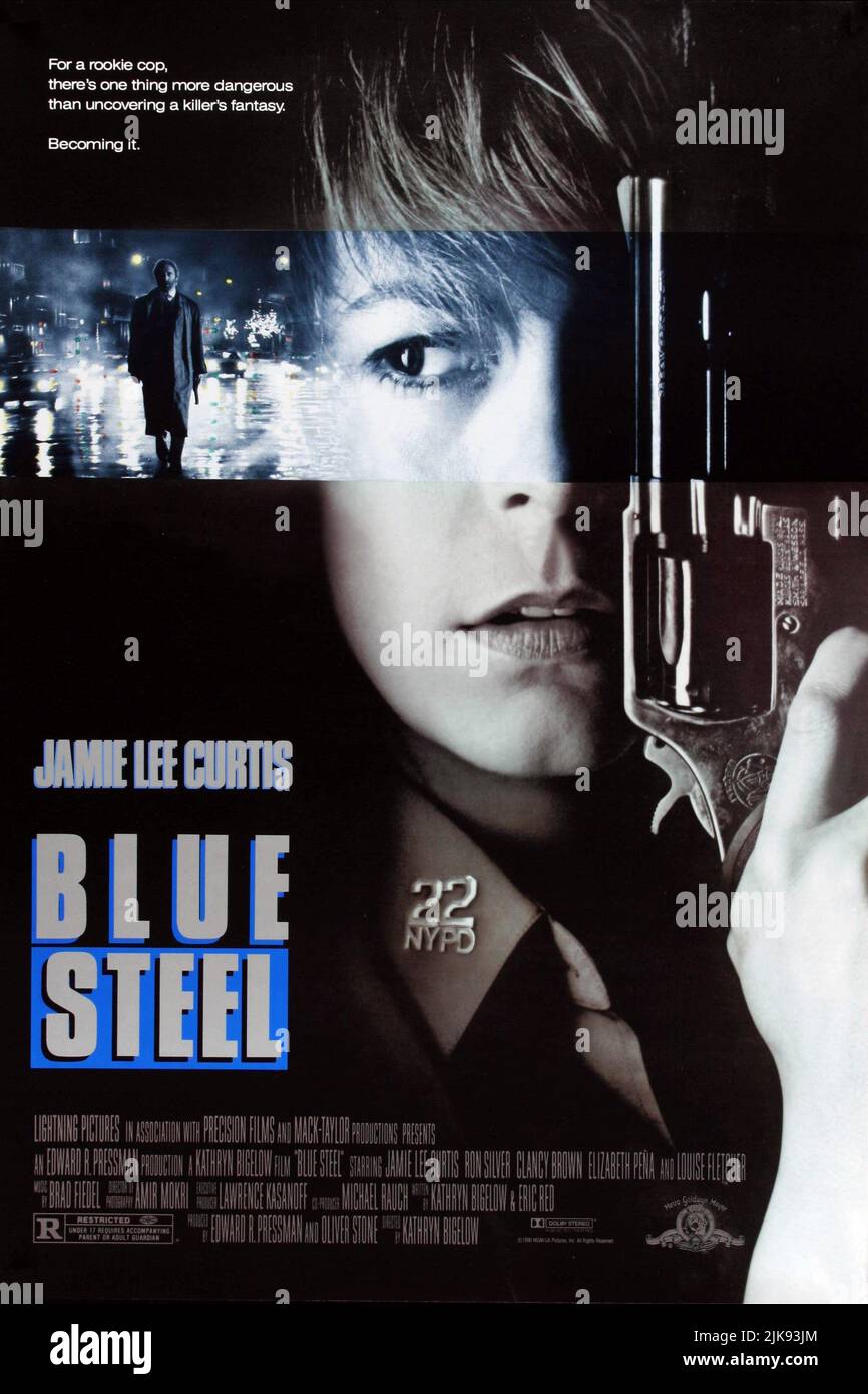 Ron Silver & Jamie Lee Curtis Poster Film: Blue Steel (USA 1990)   Director: Kathryn Bigelow 18 January 1990   **WARNING** This Photograph is for editorial use only and is the copyright of VESTRON PICTURES and/or the Photographer assigned by the Film or Production Company and can only be reproduced by publications in conjunction with the promotion of the above Film. A Mandatory Credit To VESTRON PICTURES is required. The Photographer should also be credited when known. No commercial use can be granted without written authority from the Film Company. Stock Photo