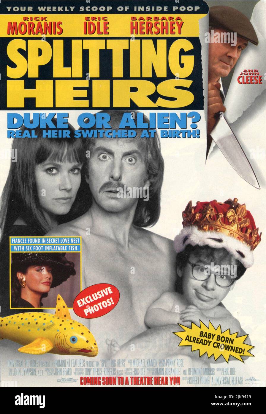 Barbara Hershey, Eric Idle, Catherine Zeta-Jones, John Cleese & Rick Moranis Poster Film: Splitting Heirs (1991) Characters: Duchess Lucinda, Tommy Butterfly Rainbow Peace Patel, Kitty, Raoul P. Shadgrind, Henry Bullock  Director: Robert Young 30 April 1993   **WARNING** This Photograph is for editorial use only and is the copyright of UNIVERSAL and/or the Photographer assigned by the Film or Production Company and can only be reproduced by publications in conjunction with the promotion of the above Film. A Mandatory Credit To UNIVERSAL is required. The Photographer should also be credited whe Stock Photo