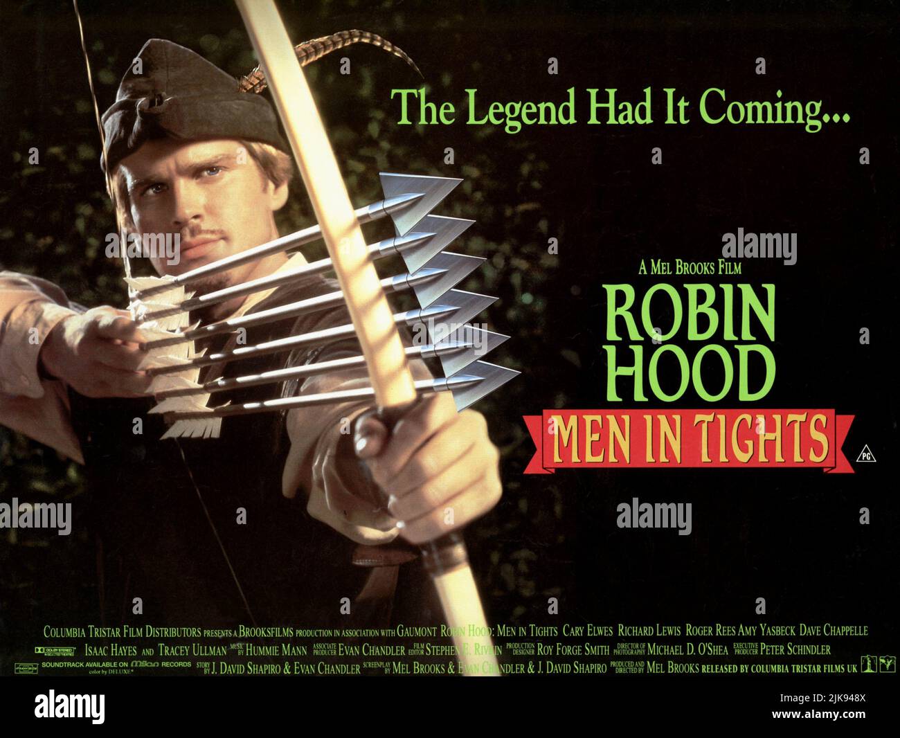 Cary Elwes Movie Poster Film: Robin Hood: Men In Tights (USA/FR 1993)   Director: Mel Brooks 28 July 1993   **WARNING** This Photograph is for editorial use only and is the copyright of COLUMBIA TRISTAR and/or the Photographer assigned by the Film or Production Company and can only be reproduced by publications in conjunction with the promotion of the above Film. A Mandatory Credit To COLUMBIA TRISTAR is required. The Photographer should also be credited when known. No commercial use can be granted without written authority from the Film Company. Stock Photo