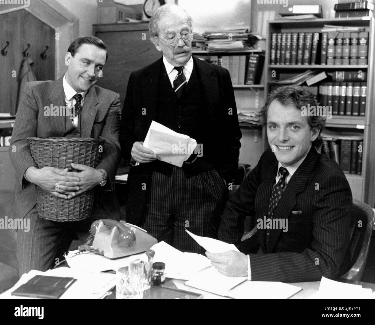 Michael Troughton, John Nettleton & Rik Mayall Television: The New Statesman (1991) Characters: Piers Fletcher-Dervish,Sir Stephen Baxter (5 episodes, 1987-1989) & Alan B'Stard  Director: Laurence Marks, Maurice Gran 13 January 1991   **WARNING** This Photograph is for editorial use only and is the copyright of YORKSHIRE TELEVISION and/or the Photographer assigned by the Film or Production Company and can only be reproduced by publications in conjunction with the promotion of the above Film. A Mandatory Credit To YORKSHIRE TELEVISION is required. The Photographer should also be credited when k Stock Photo
