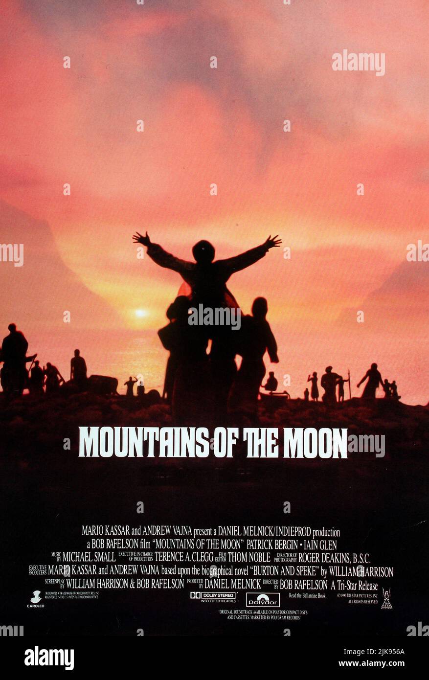 Film Poster  Film Mountains Of The Moon (USA 1990)   Director: Bob Rafelson 16 February 1990   **WARNING** This Photograph is for editorial use only and is the copyright of CAROLCO PICTURES and/or the Photographer assigned by the  Film or Production Company and can only be reproduced by publications in conjunction with the promotion of the above  Film. A Mandatory Credit To CAROLCO PICTURES is required. The Photographer should also be credited when known. No commercial use can be granted without written authority from the  Film Company. Stock Photo