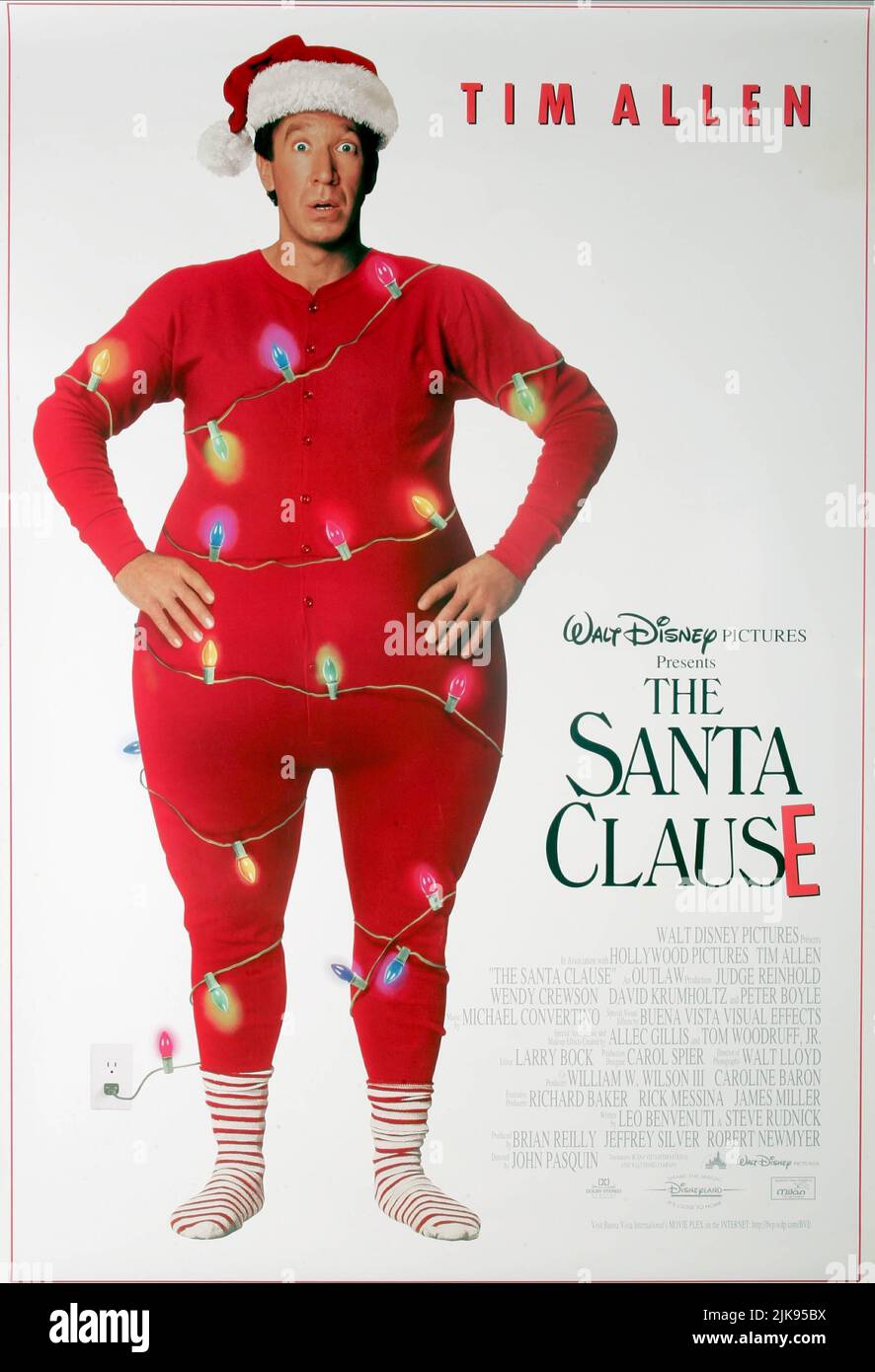 Tim Allen Poster Film: The Santa Clause (USA 1994)   Director: John Pasquin 11 November 1994   **WARNING** This Photograph is for editorial use only and is the copyright of DISNEY and/or the Photographer assigned by the Film or Production Company and can only be reproduced by publications in conjunction with the promotion of the above Film. A Mandatory Credit To DISNEY is required. The Photographer should also be credited when known. No commercial use can be granted without written authority from the Film Company. Stock Photo