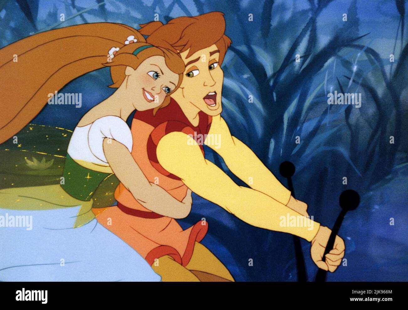 Thumbelina & Prince Cornelius Film: Thumbelina (1994) Characters: Thumbelina &  Director: Don Bluth 30 March 1994   **WARNING** This Photograph is for editorial use only and is the copyright of TRISTAR and/or the Photographer assigned by the Film or Production Company and can only be reproduced by publications in conjunction with the promotion of the above Film. A Mandatory Credit To TRISTAR is required. The Photographer should also be credited when known. No commercial use can be granted without written authority from the Film Company. Stock Photo