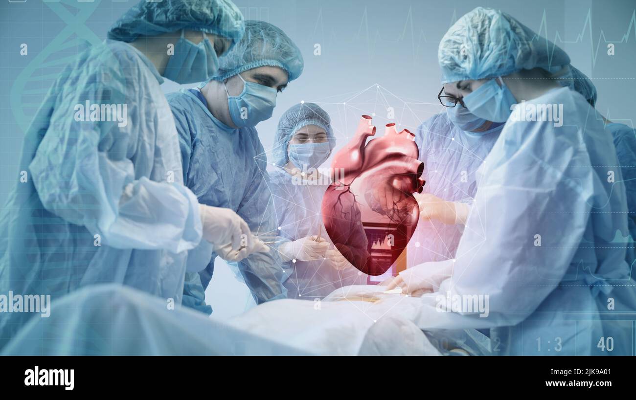 Surgeons using digital twin technology while operating patient in