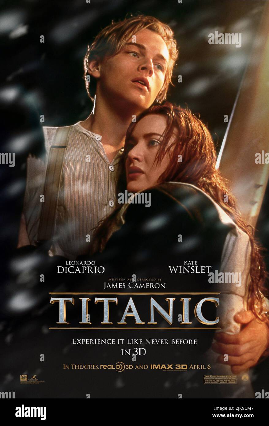 Leonardo Dicaprio & Kate Winslet Movie Poster Film: Titanic (USA 1997)   / 2012 Re-Release Of 3d Conversion Director: James Cameron 01 November 1997   **WARNING** This Photograph is for editorial use only and is the copyright of 20TH CENTURY FOX and/or the Photographer assigned by the Film or Production Company and can only be reproduced by publications in conjunction with the promotion of the above Film. A Mandatory Credit To 20TH CENTURY FOX is required. The Photographer should also be credited when known. No commercial use can be granted without written authority from the Film Company. Stock Photo