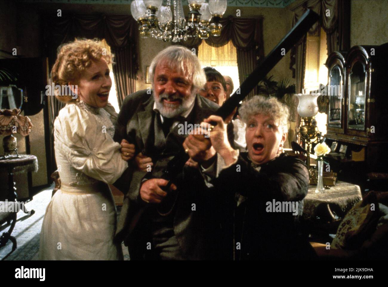 Kate Burton, Anthony Hopkins & Menna Trussler Film: August (1995) Characters: Helen Blathwaite, Ieuan Davies, Gwen  Director: Anthony Hopkins 16 February 1996   **WARNING** This Photograph is for editorial use only and is the copyright of GRANADA and/or the Photographer assigned by the Film or Production Company and can only be reproduced by publications in conjunction with the promotion of the above Film. A Mandatory Credit To GRANADA is required. The Photographer should also be credited when known. No commercial use can be granted without written authority from the Film Company. Stock Photo