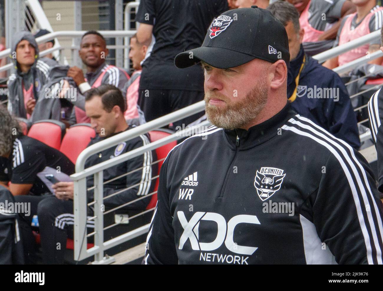 WASHINGTON, DC, USA - 31 JULY 2022: Wayne Rooney in his debut as D.C. United head coach during a MLS match between D.C United and the Orlando City SC, on July 31, 2022, at Audi Field, in Washington, DC. (Photo by Tony Quinn-Alamy Live News) Stock Photo