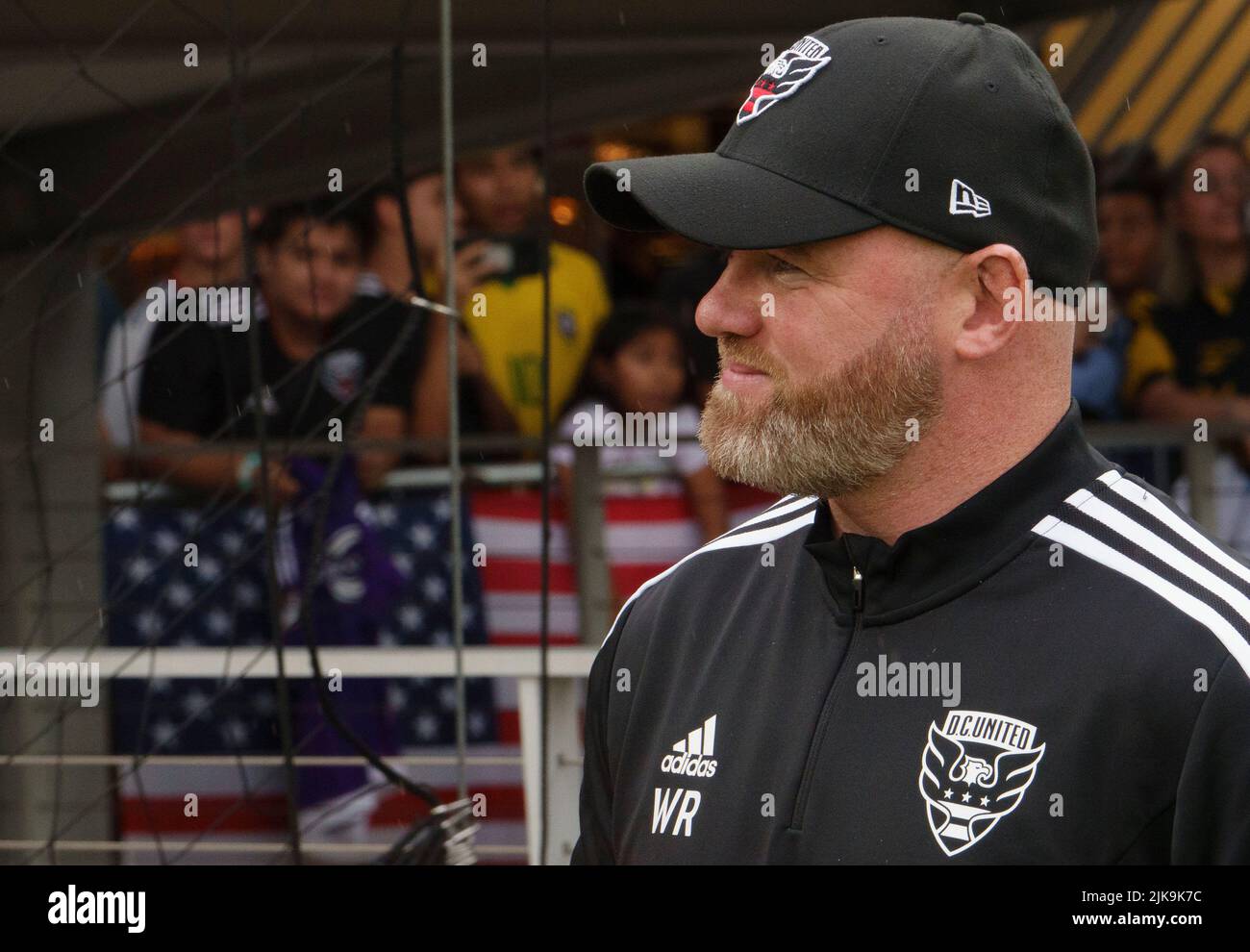 WASHINGTON, DC, USA - 31 JULY 2022: Wayne Rooney in his debut as D.C. United head coach during a MLS match between D.C United and the Orlando City SC, on July 31, 2022, at Audi Field, in Washington, DC. (Photo by Tony Quinn-Alamy Live News) Stock Photo