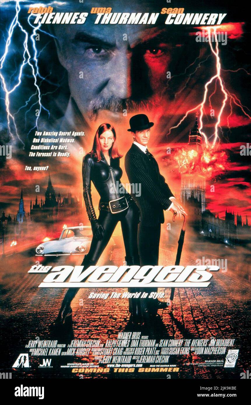 Sean Connery, Uma Thurman & Ralph Fiennes Poster Film The Avengers