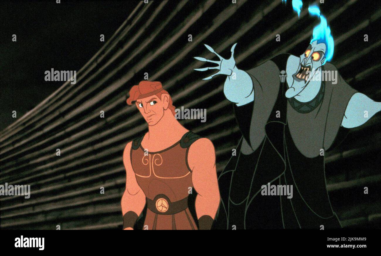 Hercules & Hades Film: Hercules (1997) Characters: Hercules &  Director: Ron Clements, John Musker 14 June 1997   **WARNING** This Photograph is for editorial use only and is the copyright of DISNEY and/or the Photographer assigned by the Film or Production Company and can only be reproduced by publications in conjunction with the promotion of the above Film. A Mandatory Credit To DISNEY is required. The Photographer should also be credited when known. No commercial use can be granted without written authority from the Film Company. Stock Photo