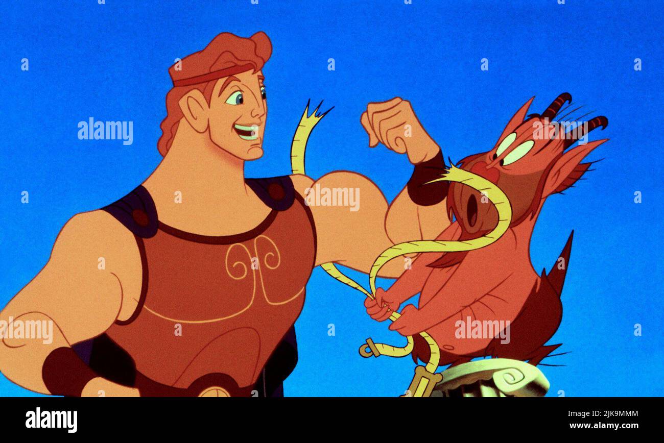 Hercules & Philoctetes Film: Hercules (1997) Characters: Hercules & Philoctetes  Director: Ron Clements, John Musker 14 June 1997   **WARNING** This Photograph is for editorial use only and is the copyright of DISNEY and/or the Photographer assigned by the Film or Production Company and can only be reproduced by publications in conjunction with the promotion of the above Film. A Mandatory Credit To DISNEY is required. The Photographer should also be credited when known. No commercial use can be granted without written authority from the Film Company. Stock Photo