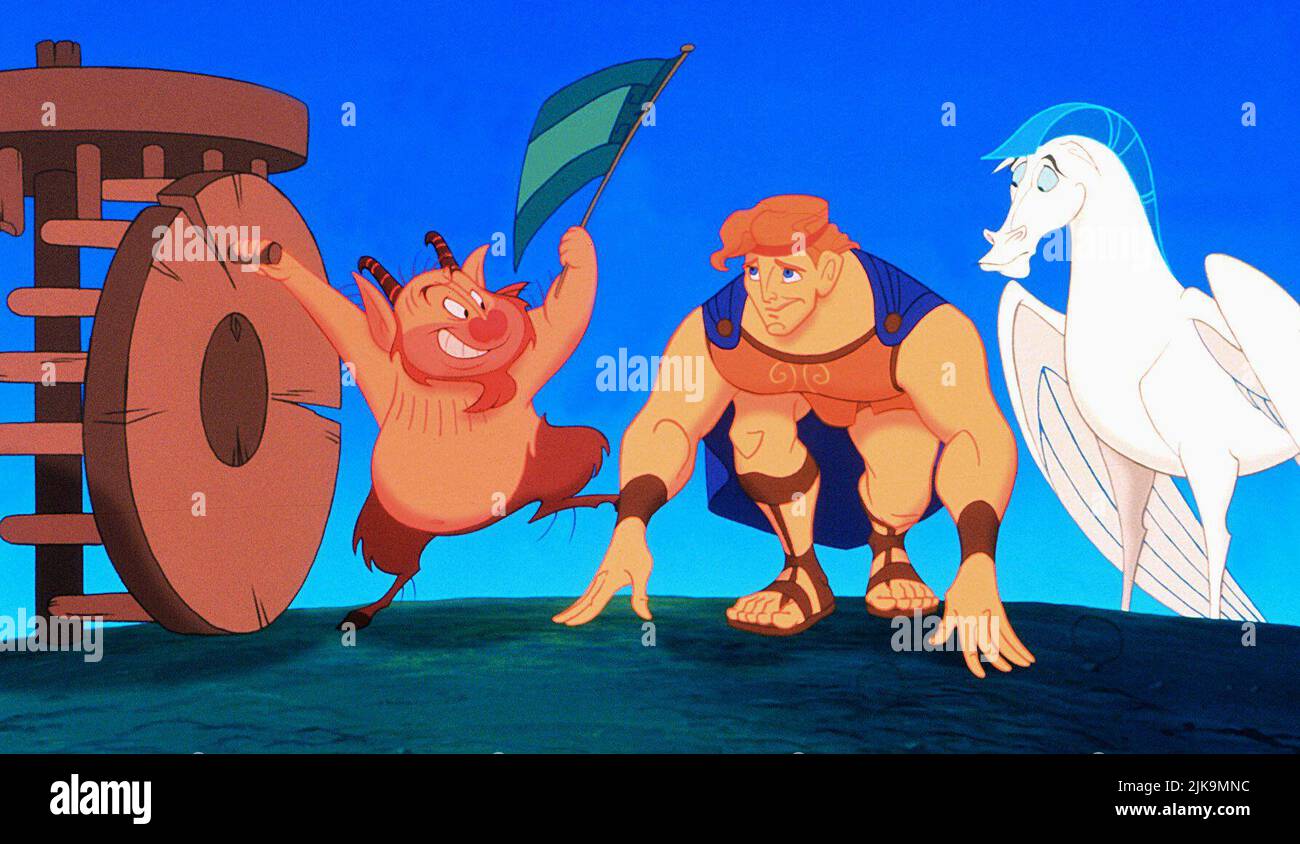 Philoctetes, Hurcules, Pegasus Film: Hercules (1997) Characters: Philoctetes,,  Director: Ron Clements, John Musker 14 June 1997   **WARNING** This Photograph is for editorial use only and is the copyright of DISNEY and/or the Photographer assigned by the Film or Production Company and can only be reproduced by publications in conjunction with the promotion of the above Film. A Mandatory Credit To DISNEY is required. The Photographer should also be credited when known. No commercial use can be granted without written authority from the Film Company. Stock Photo