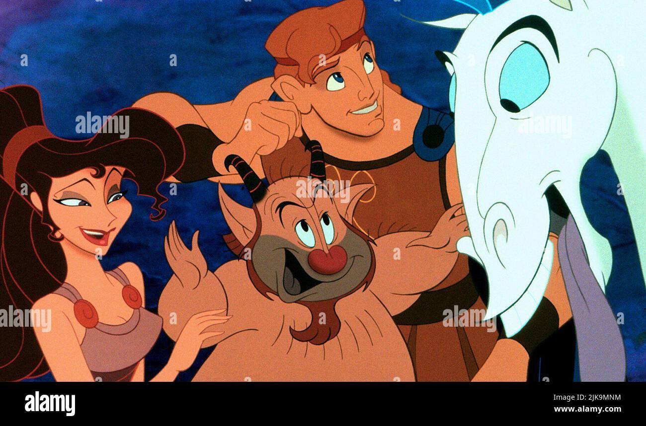 Phil, Meg, Hercules & Pegasus Film: Hercules (1997) Characters: ,,Hercules &  Director: Ron Clements, John Musker 14 June 1997   **WARNING** This Photograph is for editorial use only and is the copyright of DISNEY and/or the Photographer assigned by the Film or Production Company and can only be reproduced by publications in conjunction with the promotion of the above Film. A Mandatory Credit To DISNEY is required. The Photographer should also be credited when known. No commercial use can be granted without written authority from the Film Company. Stock Photo