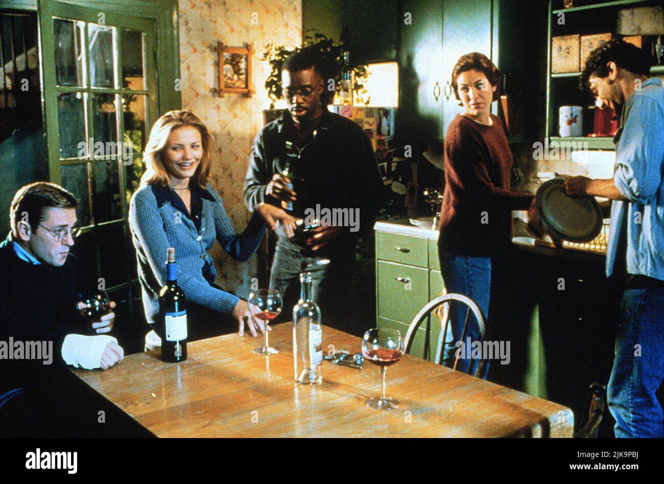 Ron Eldard, Cameron Diaz, Courtney B. Vance, Annabeth Gish, Jonathan Penner Film: The Last Supper (1995) Characters: Pete,Jude,Luke,Paulie,Marc  Director: Stacy Title 08 September 1995   **WARNING** This Photograph is for editorial use only and is the copyright of COLUMBIA and/or the Photographer assigned by the Film or Production Company and can only be reproduced by publications in conjunction with the promotion of the above Film. A Mandatory Credit To COLUMBIA is required. The Photographer should also be credited when known. No commercial use can be granted without written authority from th Stock Photo