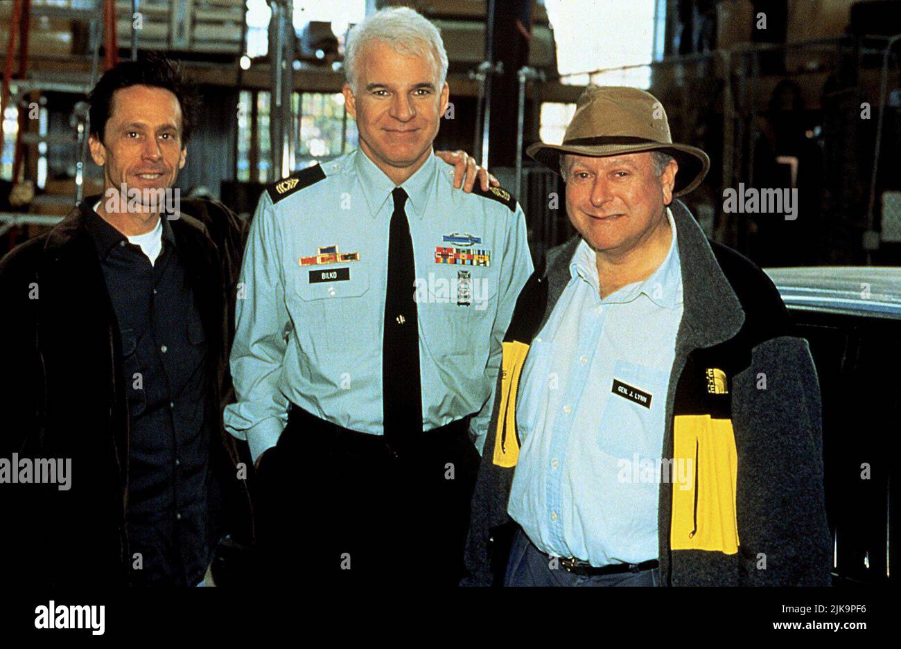 Brian Grazer, Steve Martin & Jonathan Lynn Film: Sgt. Bilko (1996) Characters: ,Master Sergeant Ernest G. Bilko &  Director: Jonathan Lynn 29 March 1996   **WARNING** This Photograph is for editorial use only and is the copyright of UNIVERSAL and/or the Photographer assigned by the Film or Production Company and can only be reproduced by publications in conjunction with the promotion of the above Film. A Mandatory Credit To UNIVERSAL is required. The Photographer should also be credited when known. No commercial use can be granted without written authority from the Film Company. Stock Photo