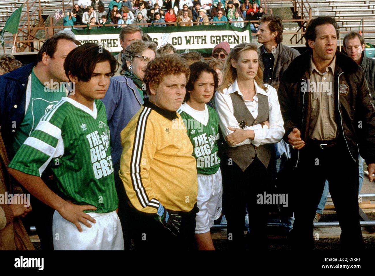 Anthony Esquivel, Olivia D'Abo, Steve Guttenberg, Patrick Renna, Billy L. Sullivan Film: The Big Green (1995) Characters: Juan Morales,Miss Anna Mongomery,Sheriff Tom Palmer,Larry Musgrove,Jeffrey Luttrell  Director: Holly Goldberg Sloan 29 September 1995   **WARNING** This Photograph is for editorial use only and is the copyright of DISNEY and/or the Photographer assigned by the Film or Production Company and can only be reproduced by publications in conjunction with the promotion of the above Film. A Mandatory Credit To DISNEY is required. The Photographer should also be credited when known. Stock Photo