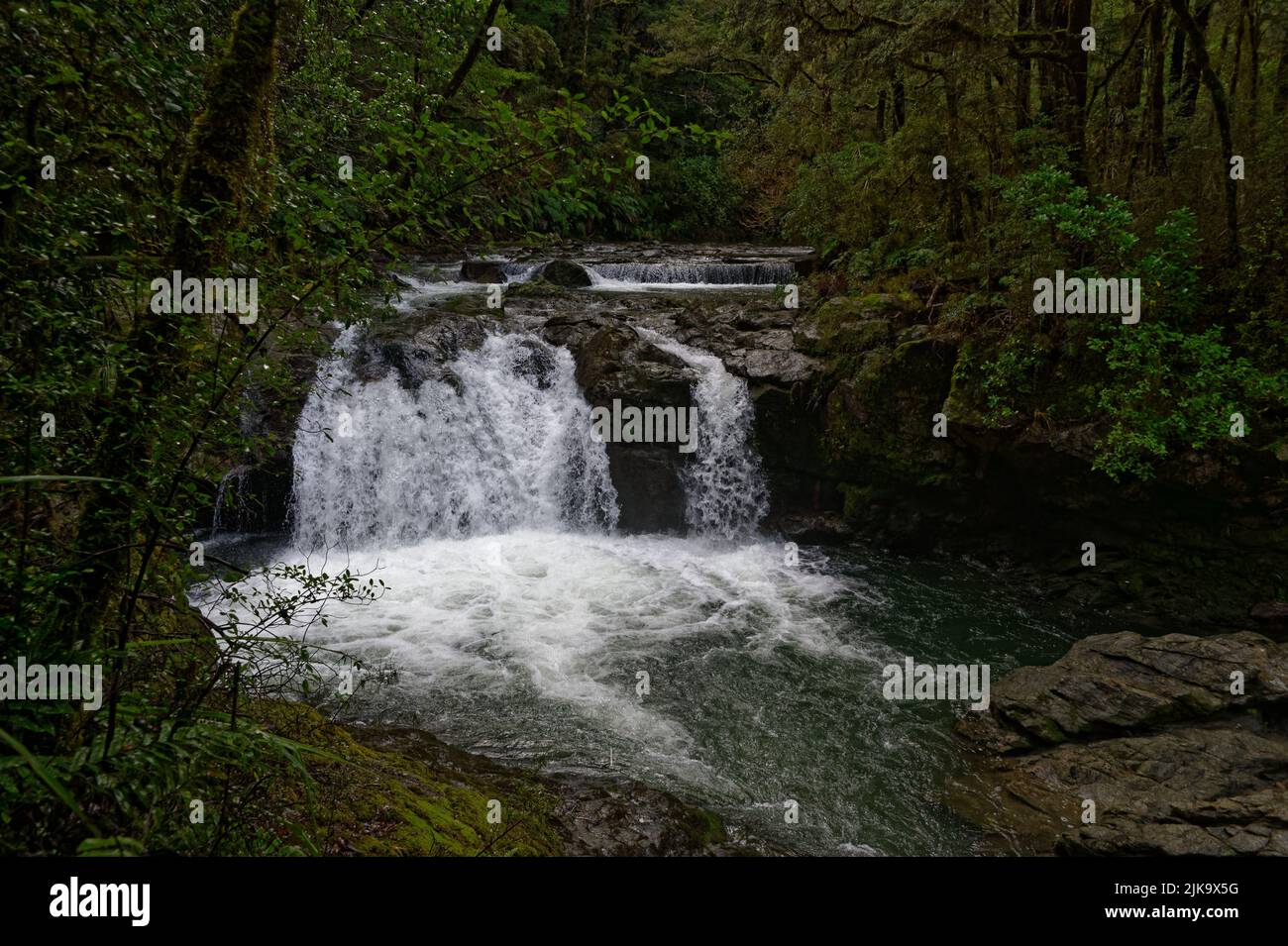 The weir at Six Mile Creek, Murchison, New Zealand Stock Photo