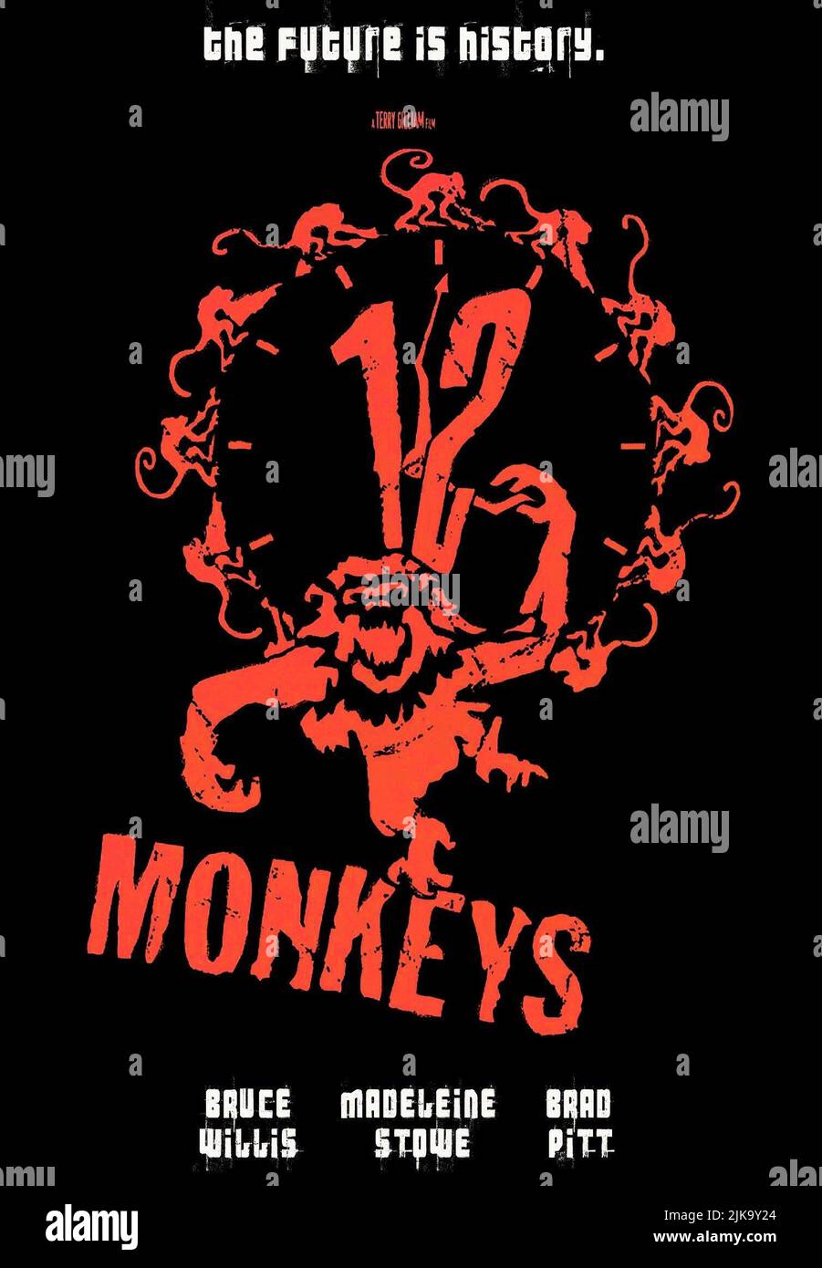 Movie Poster Film: Twelve Monkeys; 12 Monkeys (USA 1995)   Director: Terry Gilliam 27 December 1995   **WARNING** This Photograph is for editorial use only and is the copyright of UNIVERSAL and/or the Photographer assigned by the Film or Production Company and can only be reproduced by publications in conjunction with the promotion of the above Film. A Mandatory Credit To UNIVERSAL is required. The Photographer should also be credited when known. No commercial use can be granted without written authority from the Film Company. Stock Photo