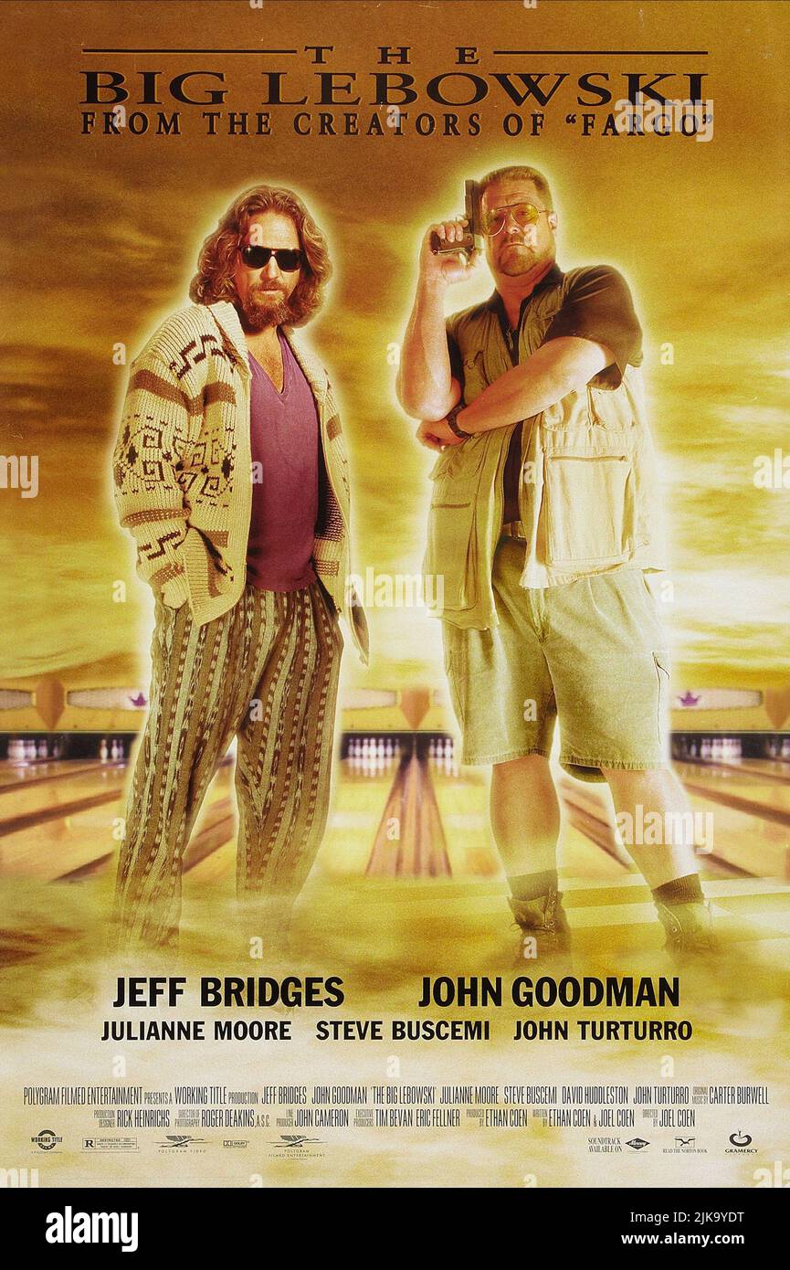 Jeff Bridges & John Goodman Film: The Big Lebowski (USA/UK 1998) Characters: Jeffrey Lebowski - The Dude, Walter Sobchak  Director: Ethan Coen & Joel Coen 15 February 1998   **WARNING** This Photograph is for editorial use only and is the copyright of GRAMERCY PICTURES and/or the Photographer assigned by the Film or Production Company and can only be reproduced by publications in conjunction with the promotion of the above Film. A Mandatory Credit To GRAMERCY PICTURES is required. The Photographer should also be credited when known. No commercial use can be granted without written authority fr Stock Photo