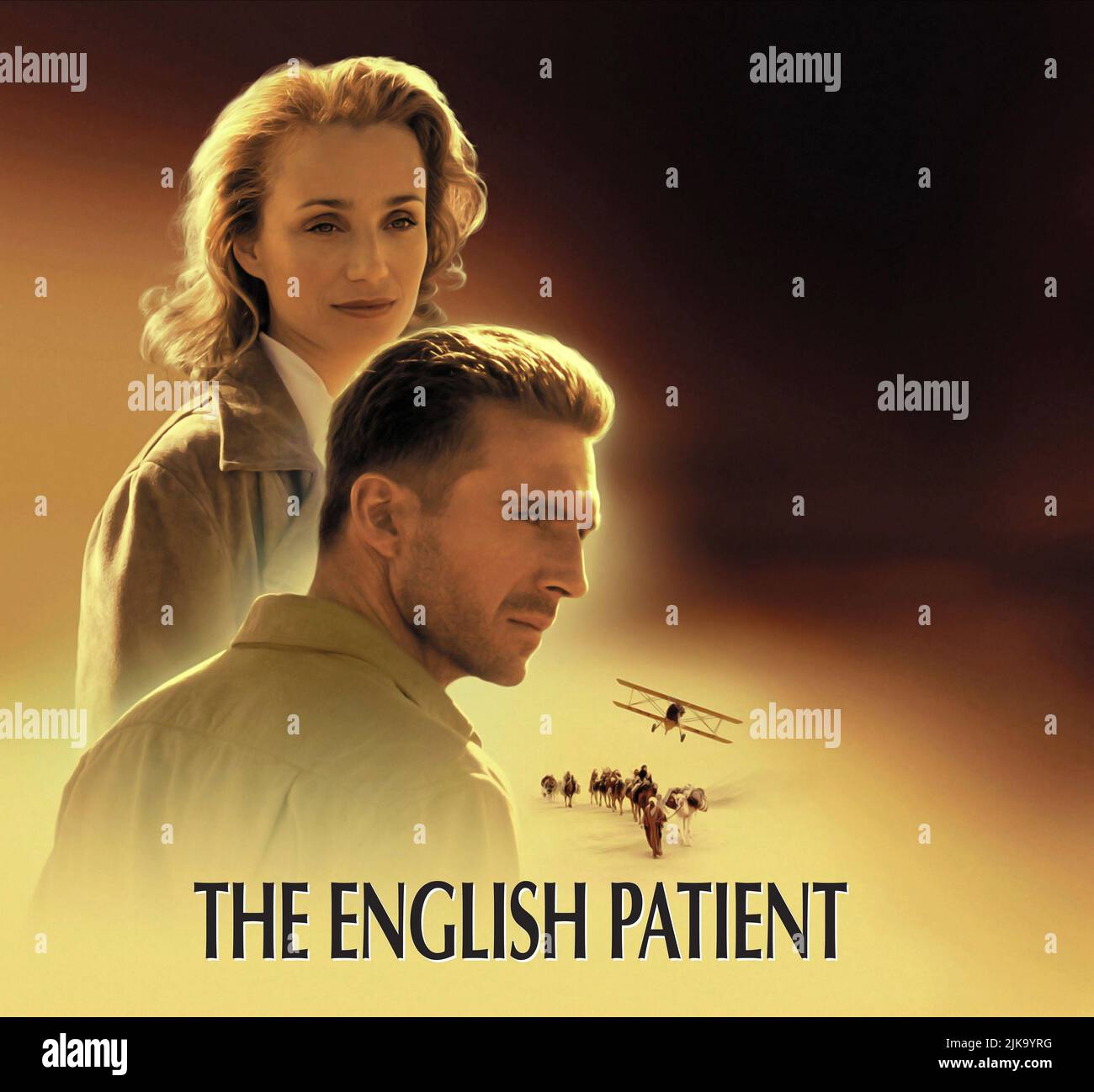 Ralph Fiennes & Kristin Scott Thomas Poster Film: The English Patient (USA/UK 1996) Characters: Count Laszlo de Almasy, Katharine Clifton  Director: Anthony Minghella 06 November 1996   **WARNING** This Photograph is for editorial use only and is the copyright of TIGER MOTH PRODUCTIONS and/or the Photographer assigned by the Film or Production Company and can only be reproduced by publications in conjunction with the promotion of the above Film. A Mandatory Credit To TIGER MOTH PRODUCTIONS is required. The Photographer should also be credited when known. No commercial use can be granted withou Stock Photo