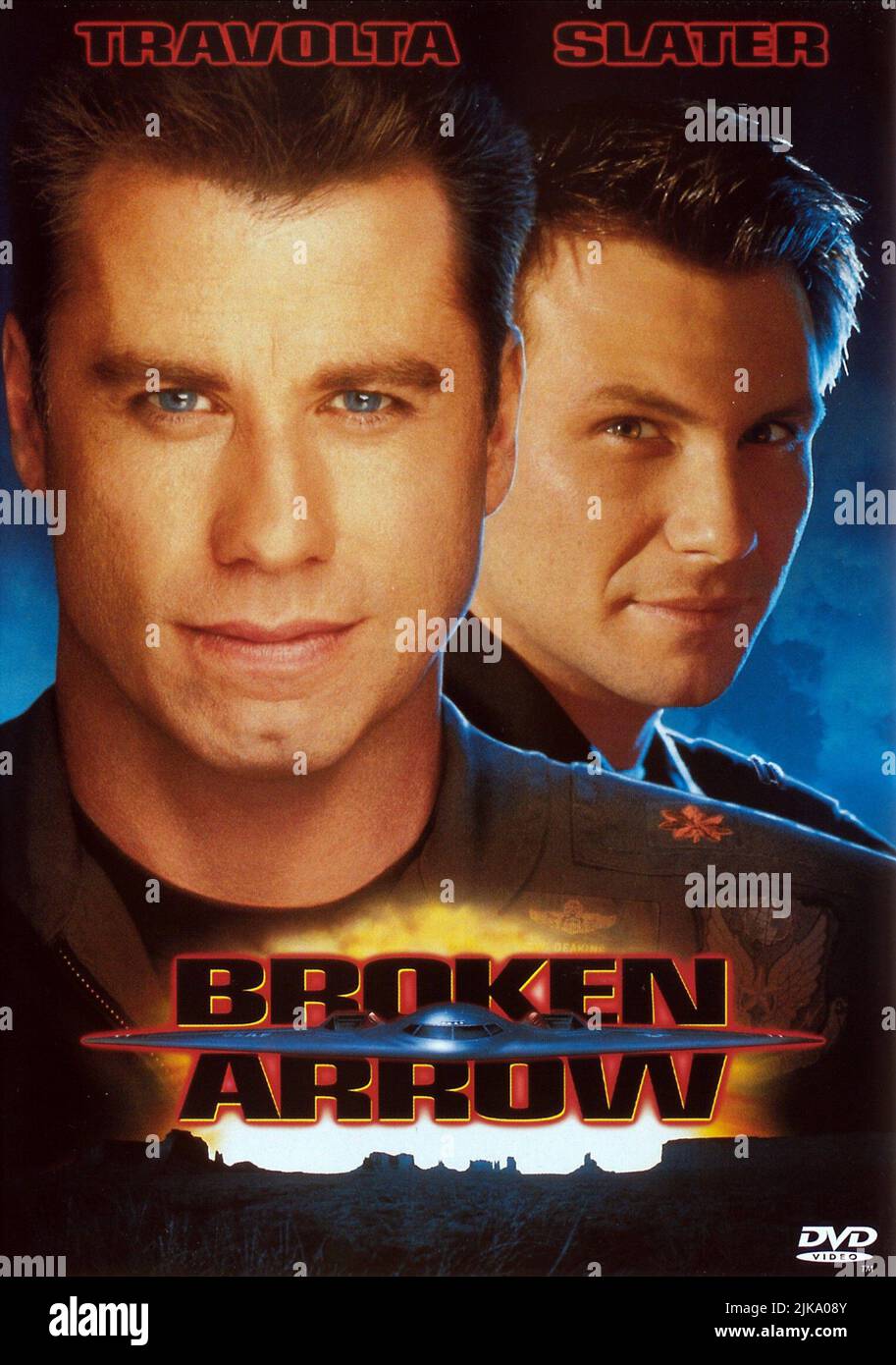 John Travolta & Christian Slater Poster Film: Broken Arrow (USA 1996) Characters: Maj. Vic 'Deak' Deakins, Capt. Riley Hale  Director: John Woo 09 February 1996   **WARNING** This Photograph is for editorial use only and is the copyright of 20TH CENTURY FOX and/or the Photographer assigned by the Film or Production Company and can only be reproduced by publications in conjunction with the promotion of the above Film. A Mandatory Credit To 20TH CENTURY FOX is required. The Photographer should also be credited when known. No commercial use can be granted without written authority from the Film C Stock Photo