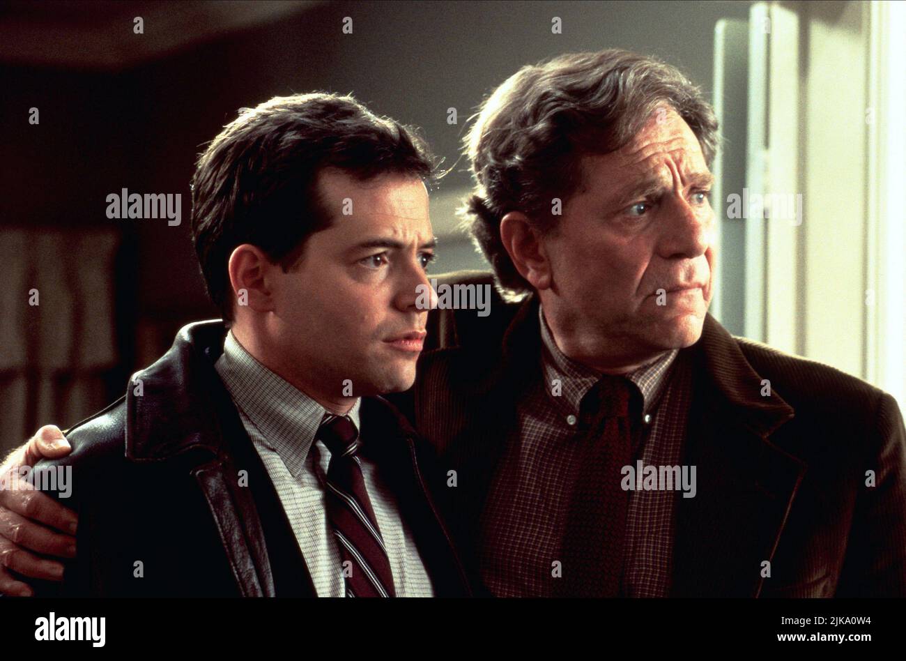 Matthew Broderick & George Segal Film: The Cable Guy (USA 1996) Characters: Steven M. Kovacs, Steven's Father  Director: Ben Stiller 10 June 1996   **WARNING** This Photograph is for editorial use only and is the copyright of COLUMBIA and/or the Photographer assigned by the Film or Production Company and can only be reproduced by publications in conjunction with the promotion of the above Film. A Mandatory Credit To COLUMBIA is required. The Photographer should also be credited when known. No commercial use can be granted without written authority from the Film Company. Stock Photo
