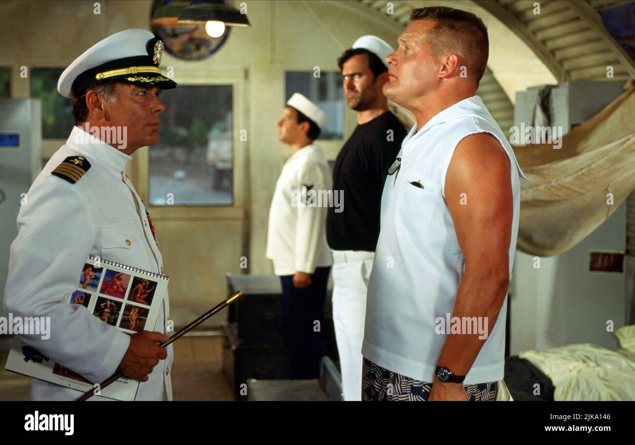 Dean Stockwell & Brian Haley Film: Mchale'S Navy (1997) Characters: Capt. Wallace B. Binghampton, Christy  Director: Bryan Spicer 18 April 1997   **WARNING** This Photograph is for editorial use only and is the copyright of UNIVERSAL and/or the Photographer assigned by the Film or Production Company and can only be reproduced by publications in conjunction with the promotion of the above Film. A Mandatory Credit To UNIVERSAL is required. The Photographer should also be credited when known. No commercial use can be granted without written authority from the Film Company. Stock Photo