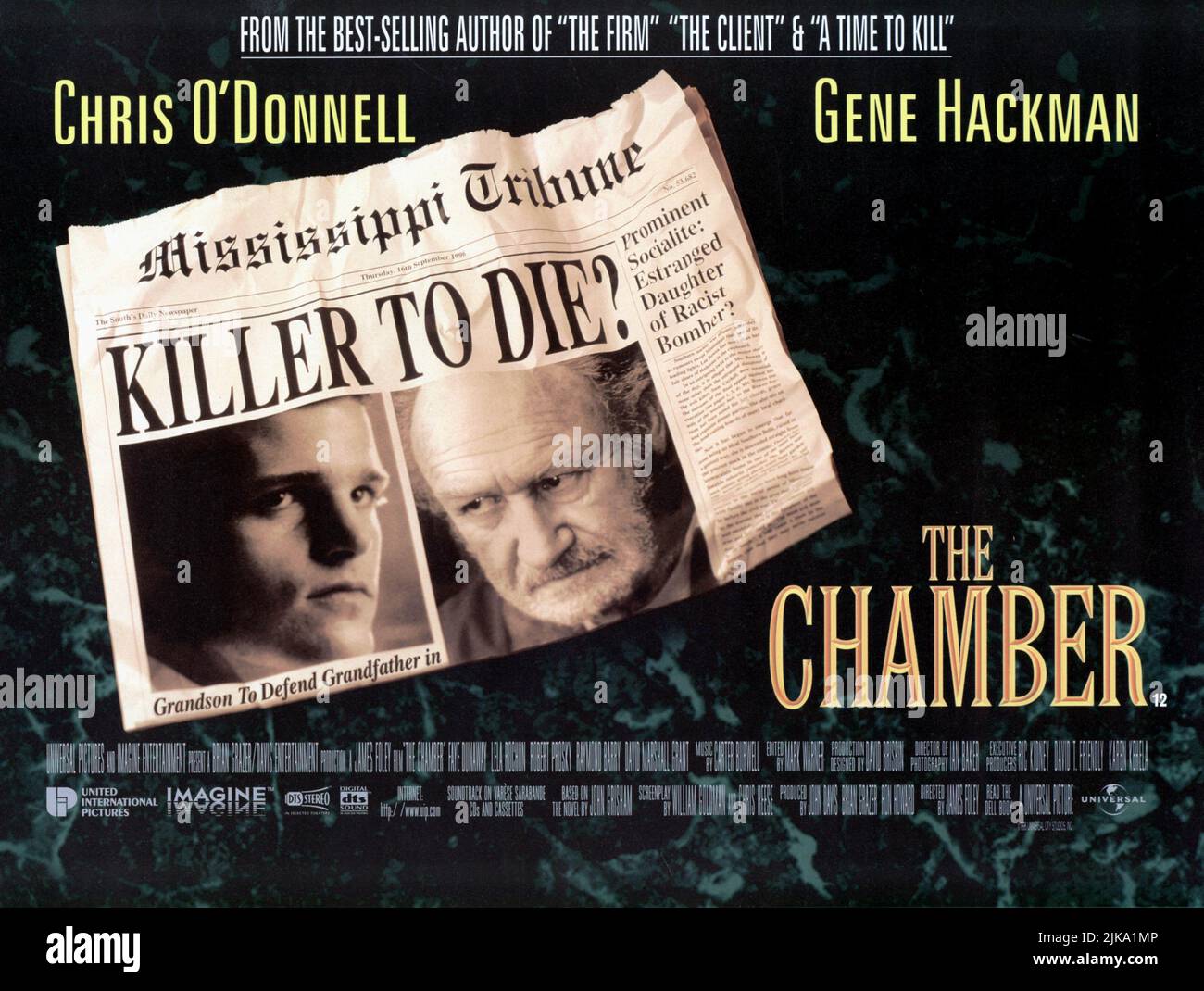 Chris O'Donnell & Gene Hackman Film: The Chamber (1995) Characters: Adam Hall & Sam Cayhall  Director: James Foley 11 October 1996   **WARNING** This Photograph is for editorial use only and is the copyright of UNIVERSAL PICTURES and/or the Photographer assigned by the Film or Production Company and can only be reproduced by publications in conjunction with the promotion of the above Film. A Mandatory Credit To UNIVERSAL PICTURES is required. The Photographer should also be credited when known. No commercial use can be granted without written authority from the Film Company. Stock Photo