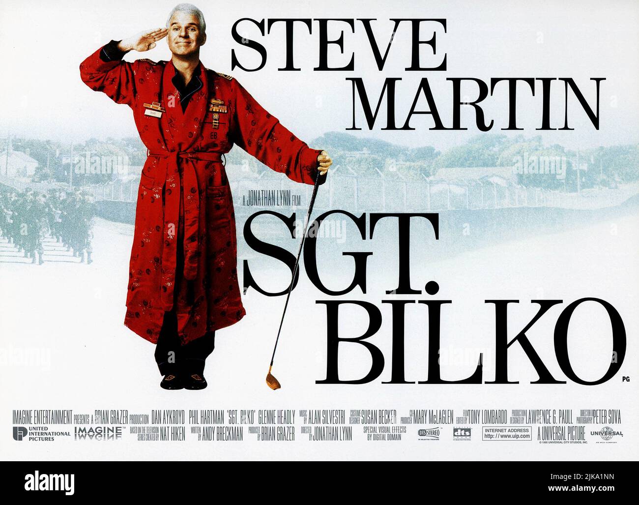 Steve Martin Film: Sgt. Bilko (1995) Characters: Master Sergeant Ernest G. Bilko  Director: Jonathan Lynn 29 March 1996   **WARNING** This Photograph is for editorial use only and is the copyright of UNIVERSAL and/or the Photographer assigned by the Film or Production Company and can only be reproduced by publications in conjunction with the promotion of the above Film. A Mandatory Credit To UNIVERSAL is required. The Photographer should also be credited when known. No commercial use can be granted without written authority from the Film Company. Stock Photo