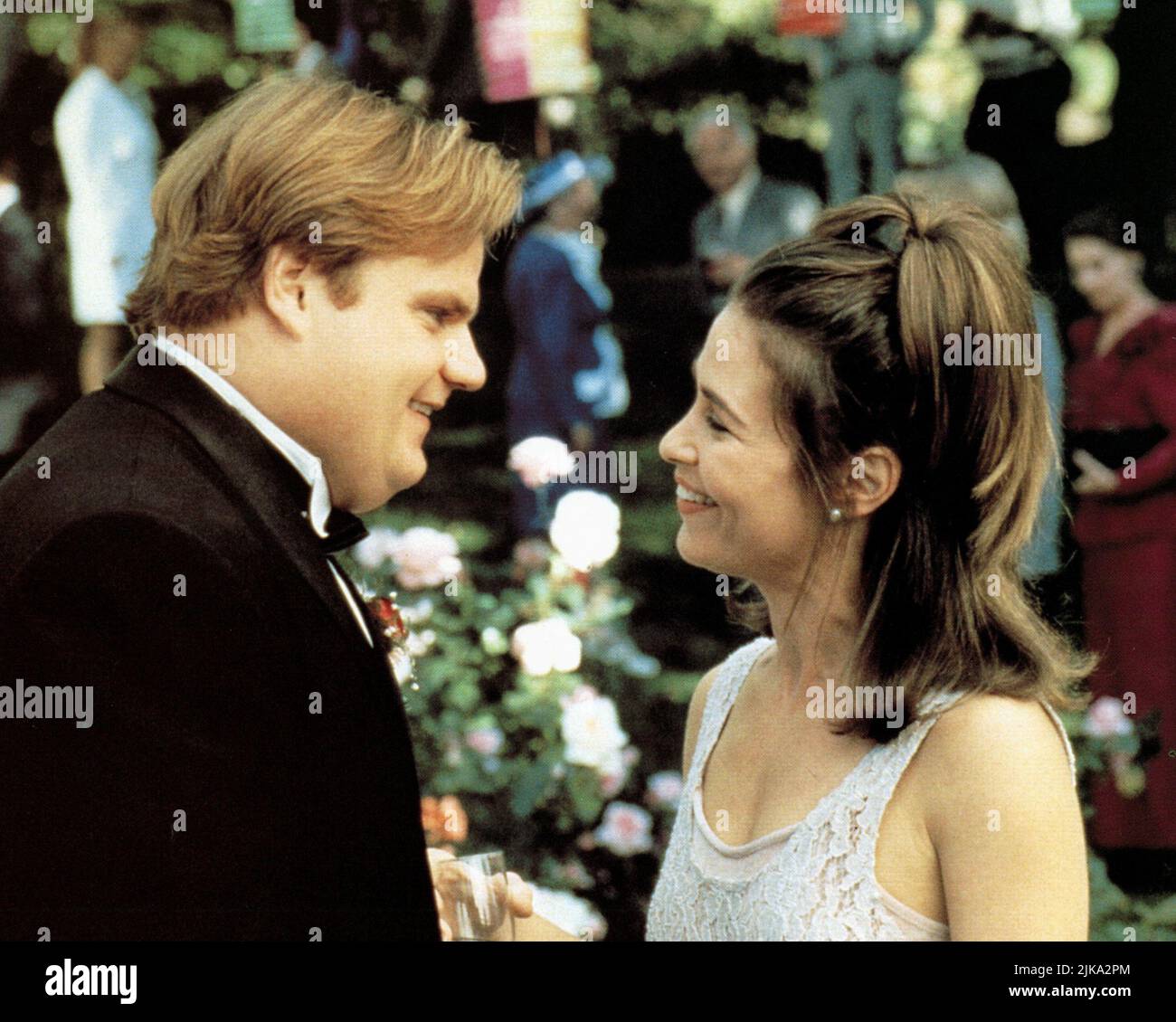 Chris Farley & Julie Warner Film: Tommy Boy (1995) Characters: Tommy & Michelle  Director: Peter Segal 31 March 1995   **WARNING** This Photograph is for editorial use only and is the copyright of PARAMOUNT and/or the Photographer assigned by the Film or Production Company and can only be reproduced by publications in conjunction with the promotion of the above Film. A Mandatory Credit To PARAMOUNT is required. The Photographer should also be credited when known. No commercial use can be granted without written authority from the Film Company. Stock Photo