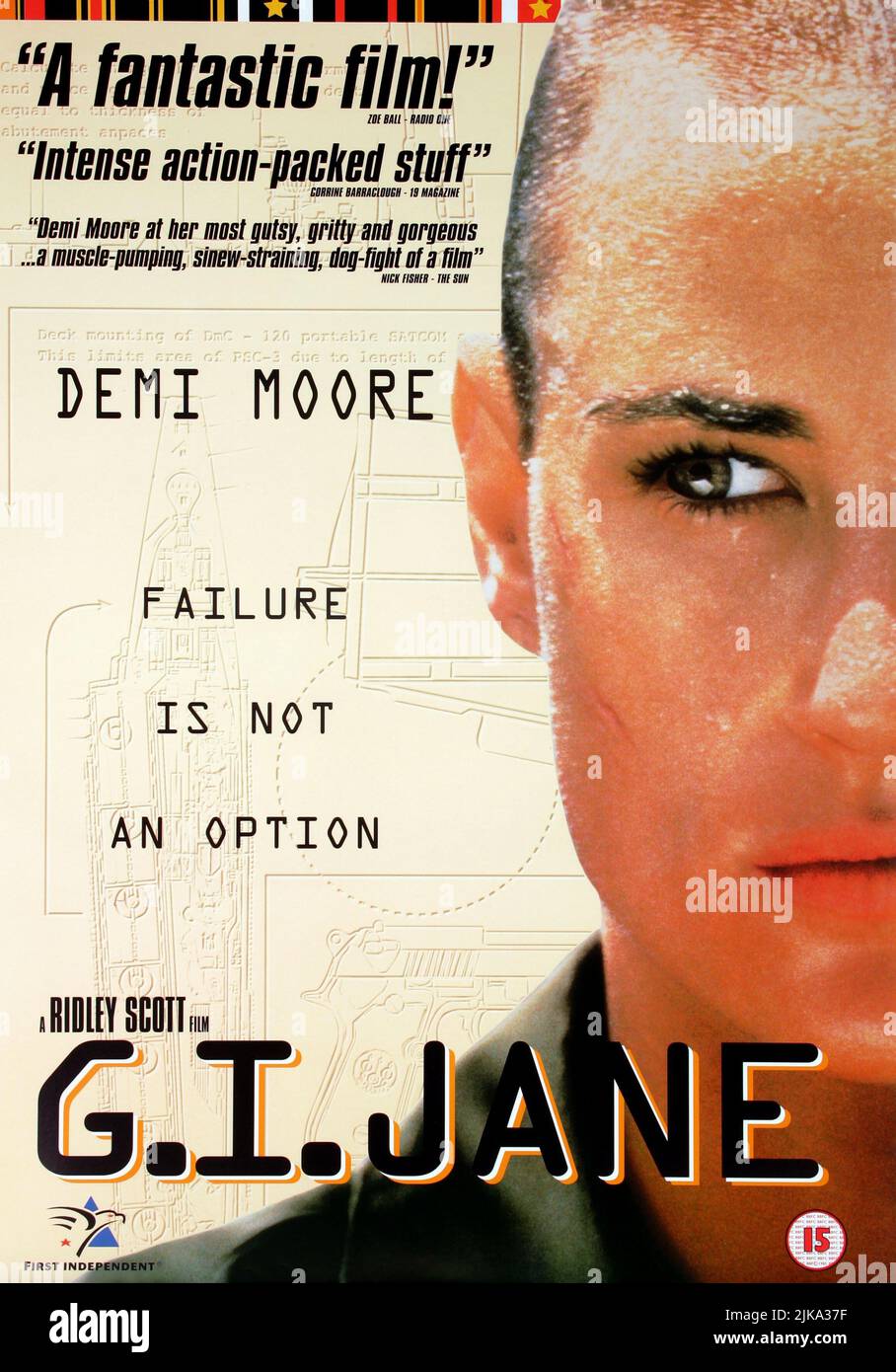 Demi Moore Poster Film: G.I. Jane; Gi Jane (1998)   Director: Ridley Scott 01 April 1997   **WARNING** This Photograph is for editorial use only and is the copyright of HOLLYWOOD PICTURES and/or the Photographer assigned by the Film or Production Company and can only be reproduced by publications in conjunction with the promotion of the above Film. A Mandatory Credit To HOLLYWOOD PICTURES is required. The Photographer should also be credited when known. No commercial use can be granted without written authority from the Film Company. Stock Photo