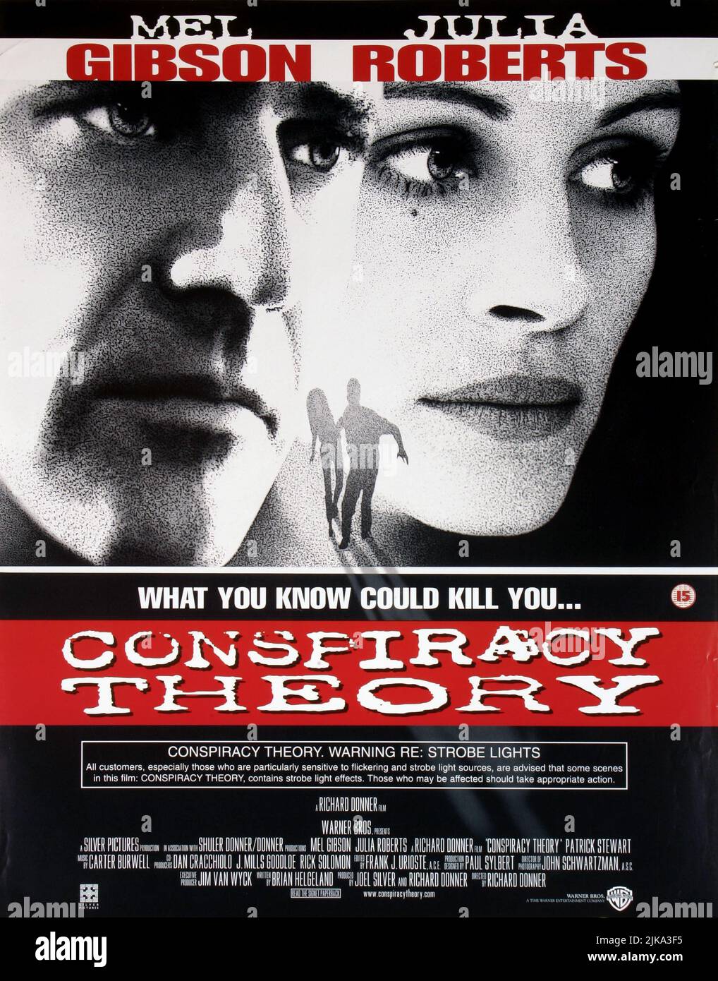 Mel Gibson & Julia Roberts Poster Film: Conspiracy Theory (USA 1997) Characters: Jerry Fletcher &  Director: Richard Donner 04 August 1997   **WARNING** This Photograph is for editorial use only and is the copyright of WARNER BROS. and/or the Photographer assigned by the Film or Production Company and can only be reproduced by publications in conjunction with the promotion of the above Film. A Mandatory Credit To WARNER BROS. is required. The Photographer should also be credited when known. No commercial use can be granted without written authority from the Film Company. Stock Photo