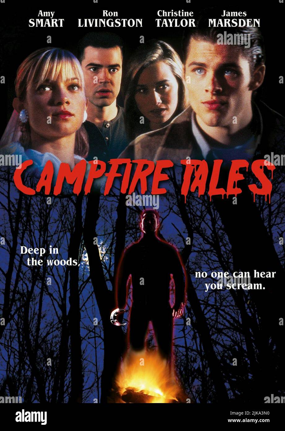 Amy Smart, Ron Livingston, Christine Taylor & James Marsden Poster Film: Campfire Tales (1998) Characters: Jenny (segment 'The Hook'),Rick (segment 'The Honeymoon') / RV Driver (segment 'The Campfire'),Lauren (segment 'The Campfire') &  Director: Matt Cooper 10 May 1997   **WARNING** This Photograph is for editorial use only and is the copyright of NEW LINE and/or the Photographer assigned by the Film or Production Company and can only be reproduced by publications in conjunction with the promotion of the above Film. A Mandatory Credit To NEW LINE is required. The Photographer should also be c Stock Photo