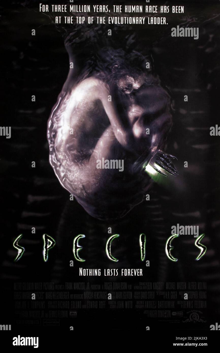 Film Poster Film: Species (USA 1995)   Director: Roger Donaldson 07 July 1995   **WARNING** This Photograph is for editorial use only and is the copyright of MGM and/or the Photographer assigned by the Film or Production Company and can only be reproduced by publications in conjunction with the promotion of the above Film. A Mandatory Credit To MGM is required. The Photographer should also be credited when known. No commercial use can be granted without written authority from the Film Company. Stock Photo