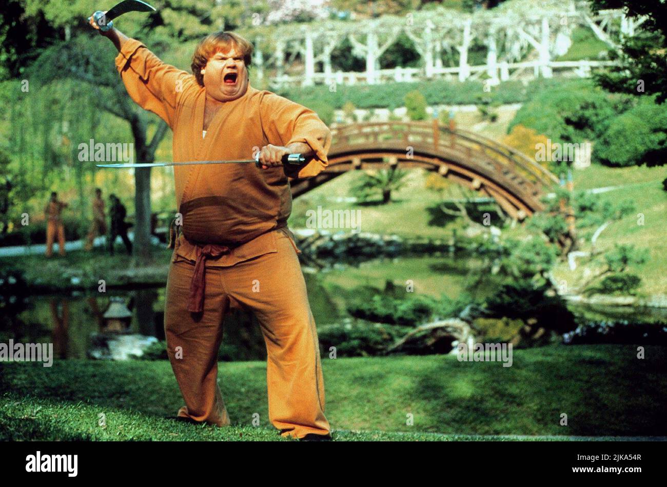 Chris Farley Film: Beverly Hills Ninja (1997) Characters: Haru  Director: Dennis Dugan 17 January 1997   **WARNING** This Photograph is for editorial use only and is the copyright of TRISTAR and/or the Photographer assigned by the Film or Production Company and can only be reproduced by publications in conjunction with the promotion of the above Film. A Mandatory Credit To TRISTAR is required. The Photographer should also be credited when known. No commercial use can be granted without written authority from the Film Company. Stock Photo