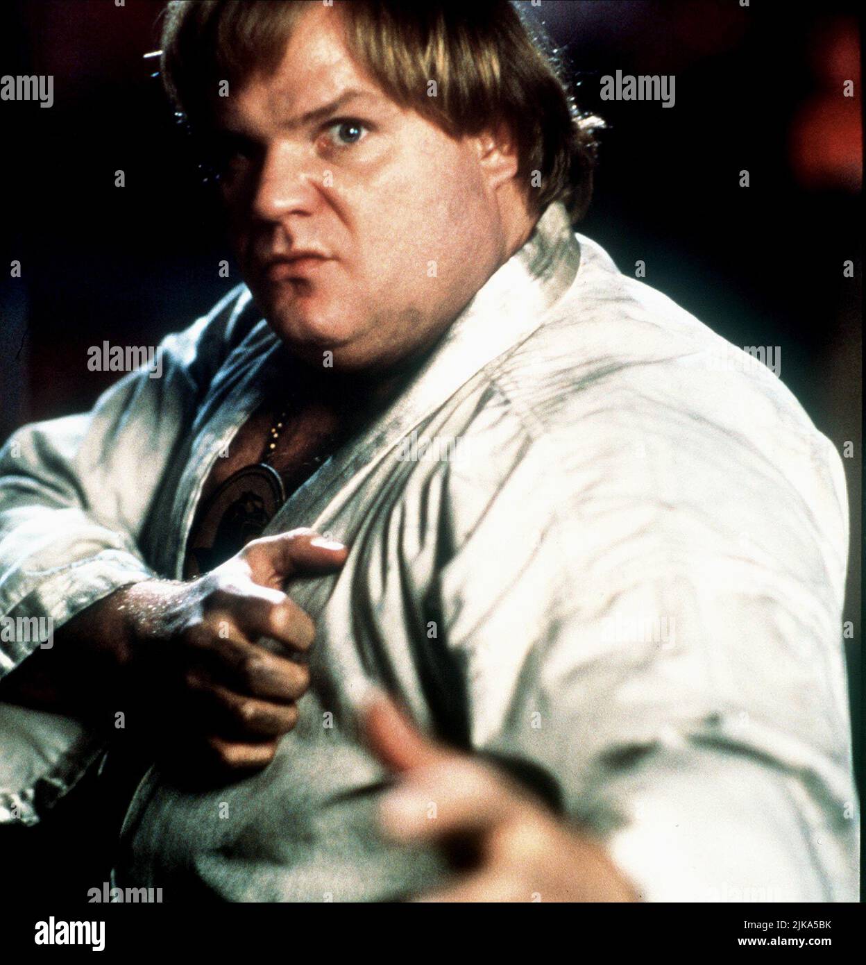 Chris Farley Film: Beverly Hills Ninja (1997) Characters: Haru  Director: Dennis Dugan 17 January 1997   **WARNING** This Photograph is for editorial use only and is the copyright of TRISTAR and/or the Photographer assigned by the Film or Production Company and can only be reproduced by publications in conjunction with the promotion of the above Film. A Mandatory Credit To TRISTAR is required. The Photographer should also be credited when known. No commercial use can be granted without written authority from the Film Company. Stock Photo