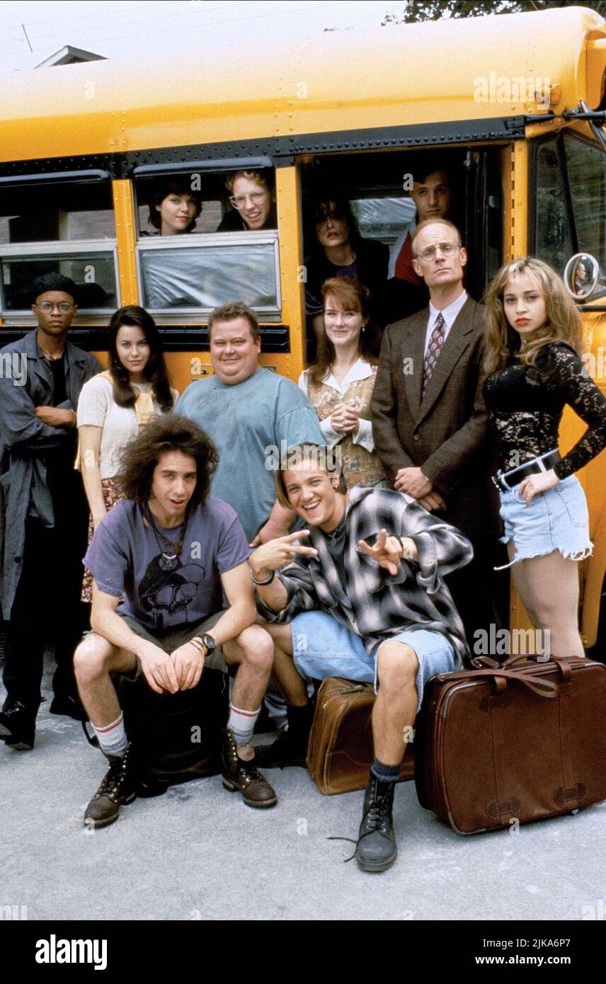 Jeremy Renner, Nicole De Boer, Valerie Mahaffey, Eric Edwards, Sergio Di Zio, Tara Strong, Matt Frewer, Kathryn Rose, Rob Moore, Michael Blake, Fiona Loewi & Danny Smith Film: National Lampoon'S Senior Trip (USA 1995) Characters: Mark 'Dags' D'agostino, Meg Smith (as Nicole deBoer), Miss Tracy Milford, Miosky (as Eric 'Sparky' Edwards), Steve Nisser, Carla Morgan (as Tara Charendoff), Principal Todd Moss, Wanda Baker, Reggie Barry, Herbert Jones, Lisa Perkins, Barry 'Virus' K  Director: Kelly Makin 08 September 1995   **WARNING** This Photograph is for editorial use only and is the copyright o Stock Photo