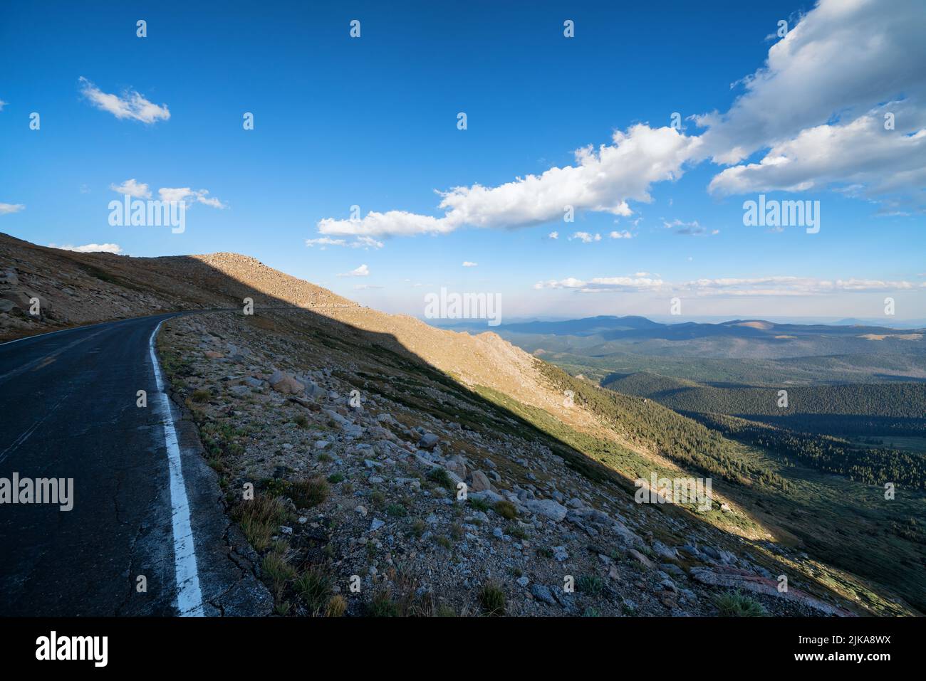 On the steep road up to the summit of Mount Evans, Rocky Mountains, Colorado, USA Stock Photo