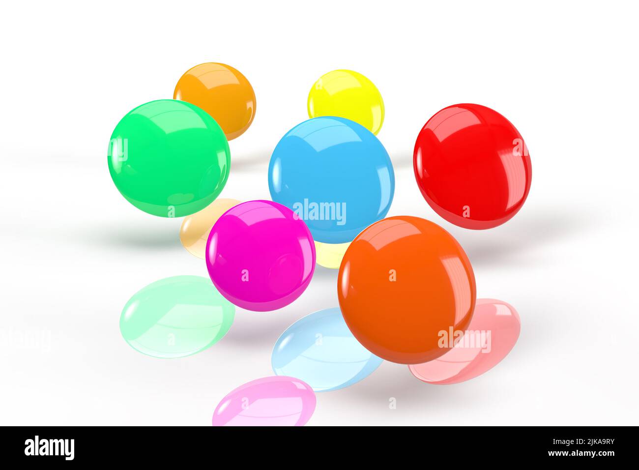 Colourful Sweets 3D Render on a white background with reflections. Stock Photo