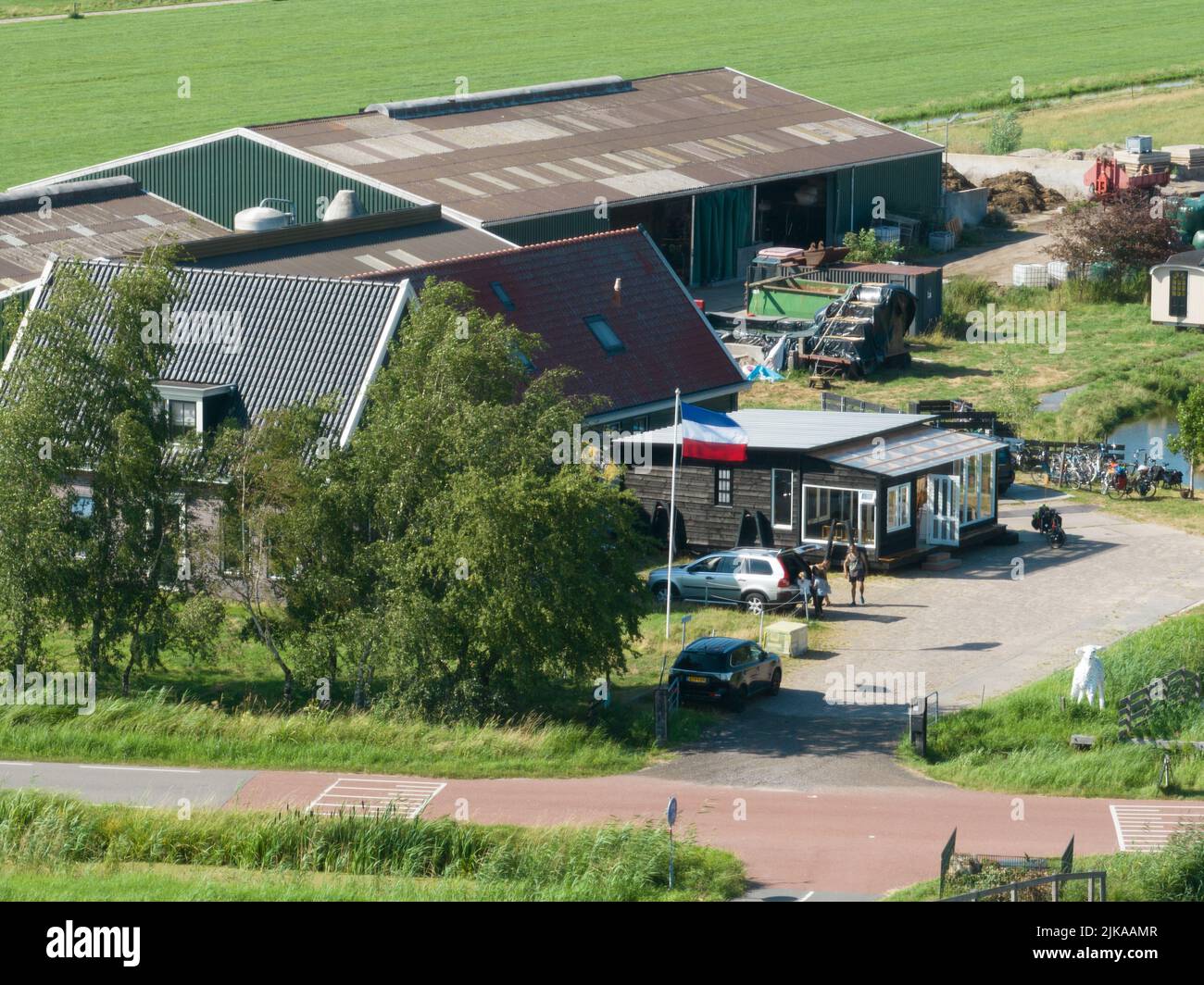 Farmers protest in The Netherlands, dutch flag upside down. Protest actions by dutch farmers. government wants to limit livestock farming to solve the Stock Photo