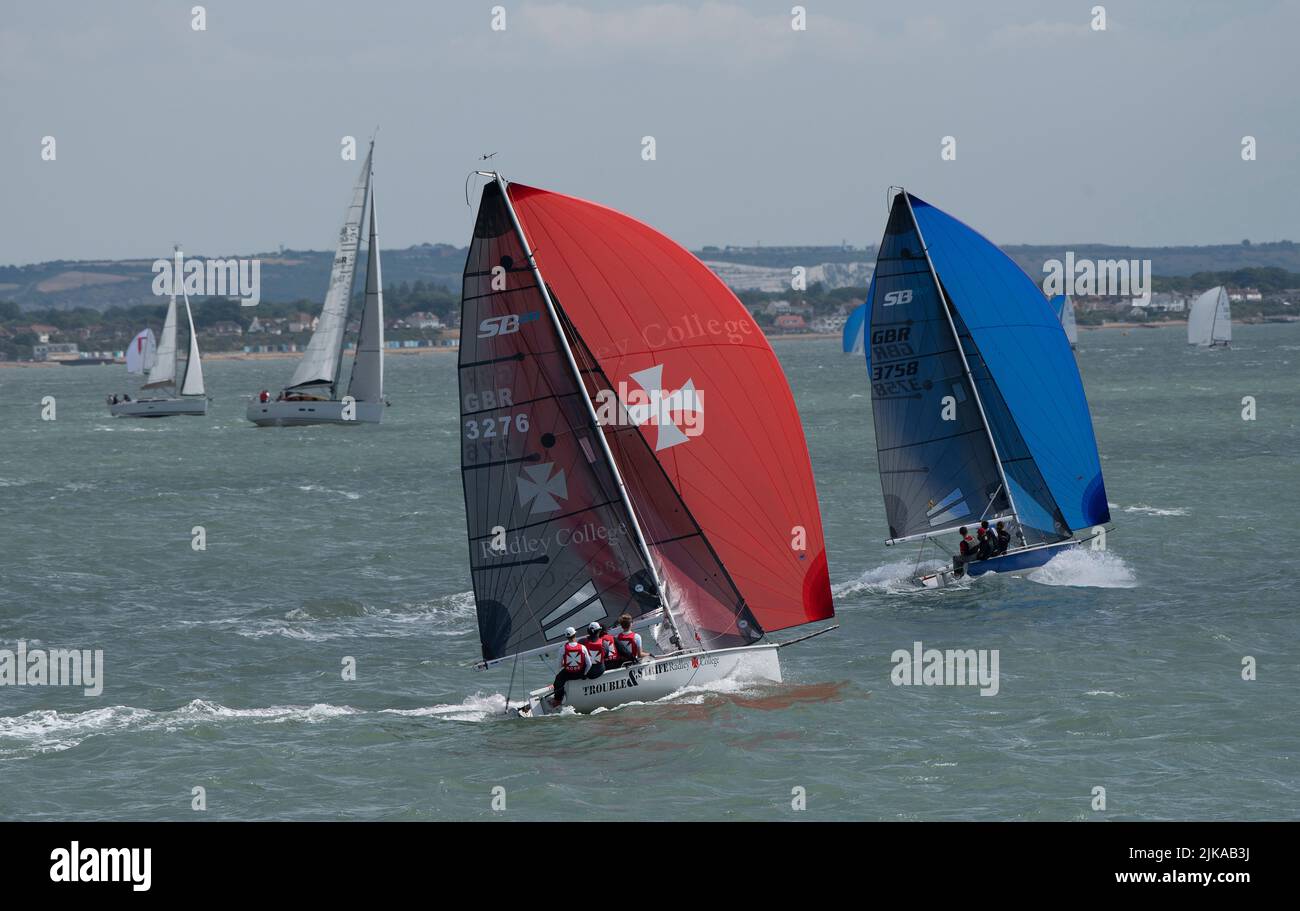 The Solent, southern England, UK. 2022. Foreground the Radley College ...