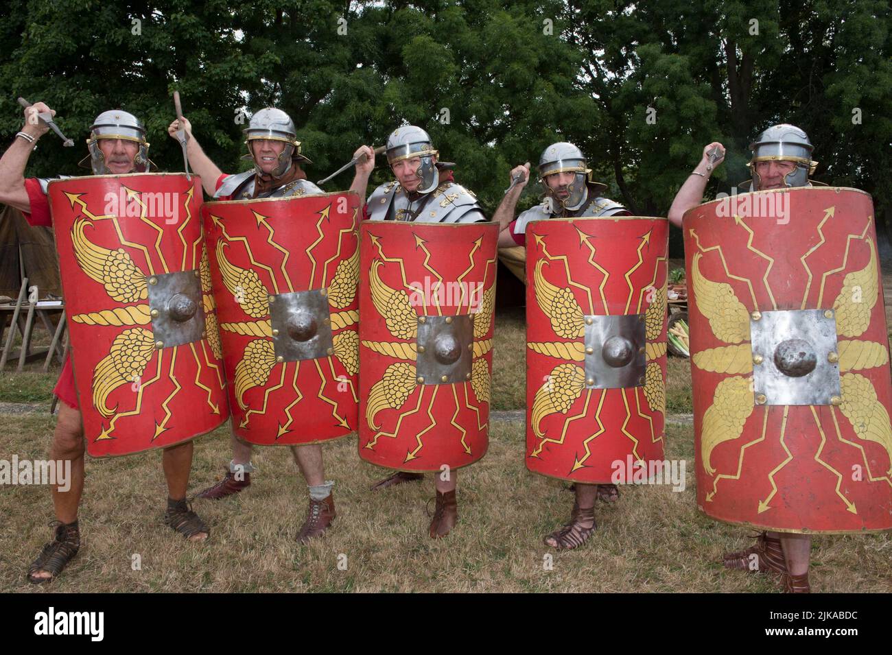 Fishbourne Roman Palace, West Sussex. The Ermine Street Guard a re-enactment and living history society of Roman military life. Picture Terry Applin Stock Photo