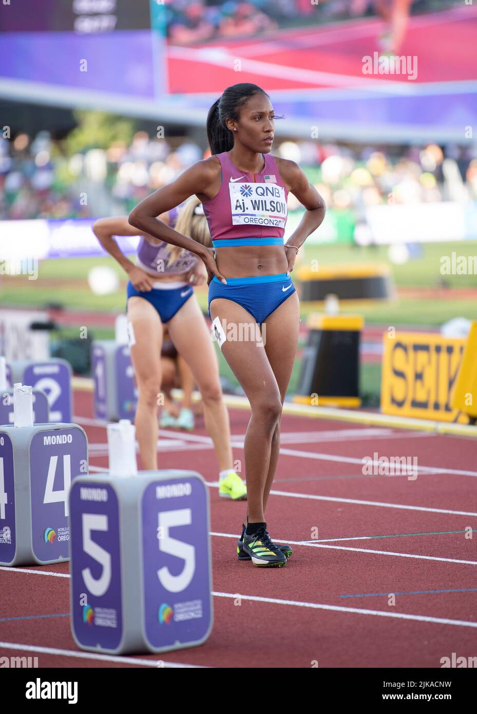 Ajee Wilson (USA) competing in the women’s 800m semi final on day eight ...