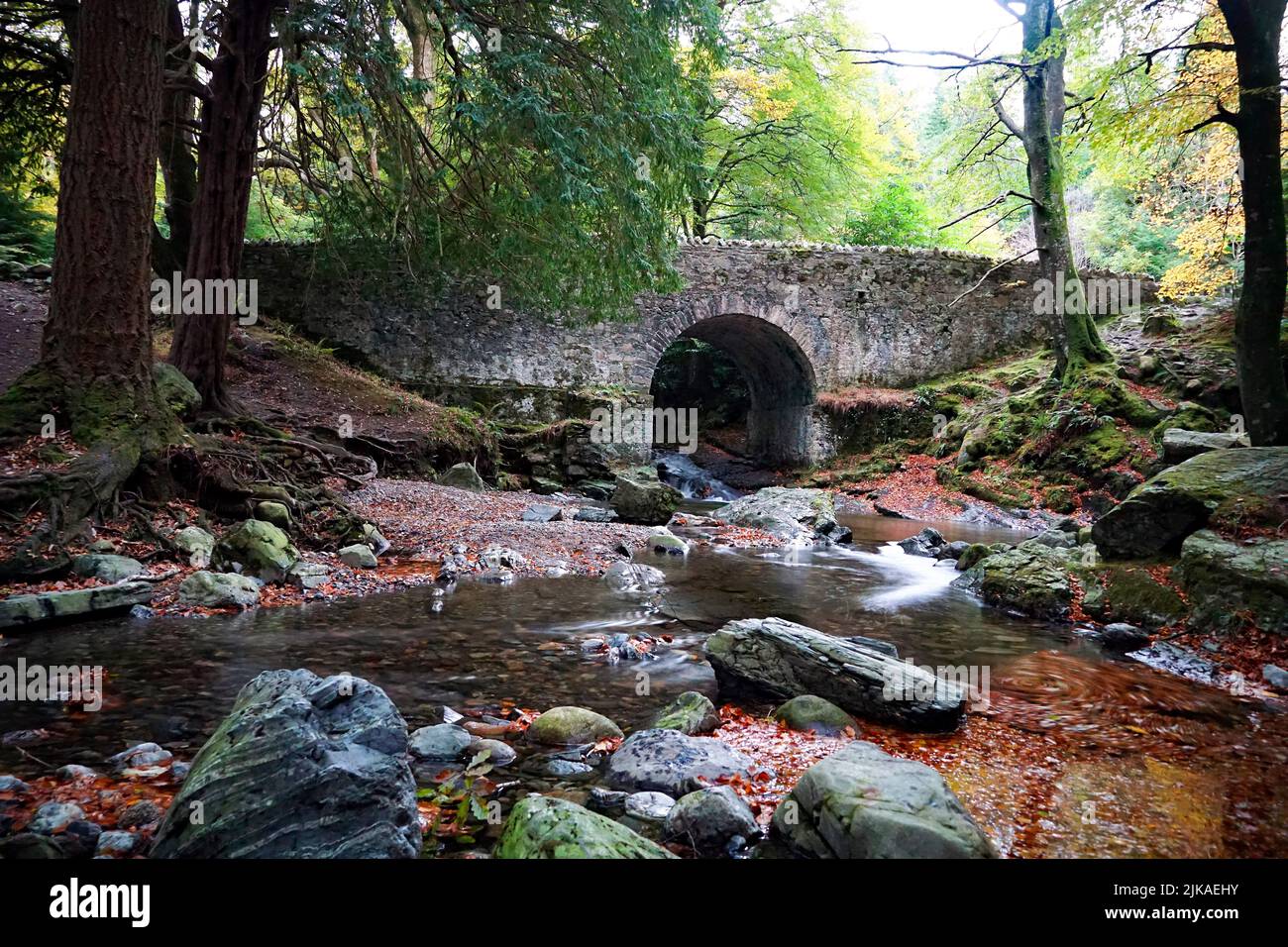 Altavaddy Bridge at Tollymore Forest Park, County Down, Northern Ireland Stock Photo