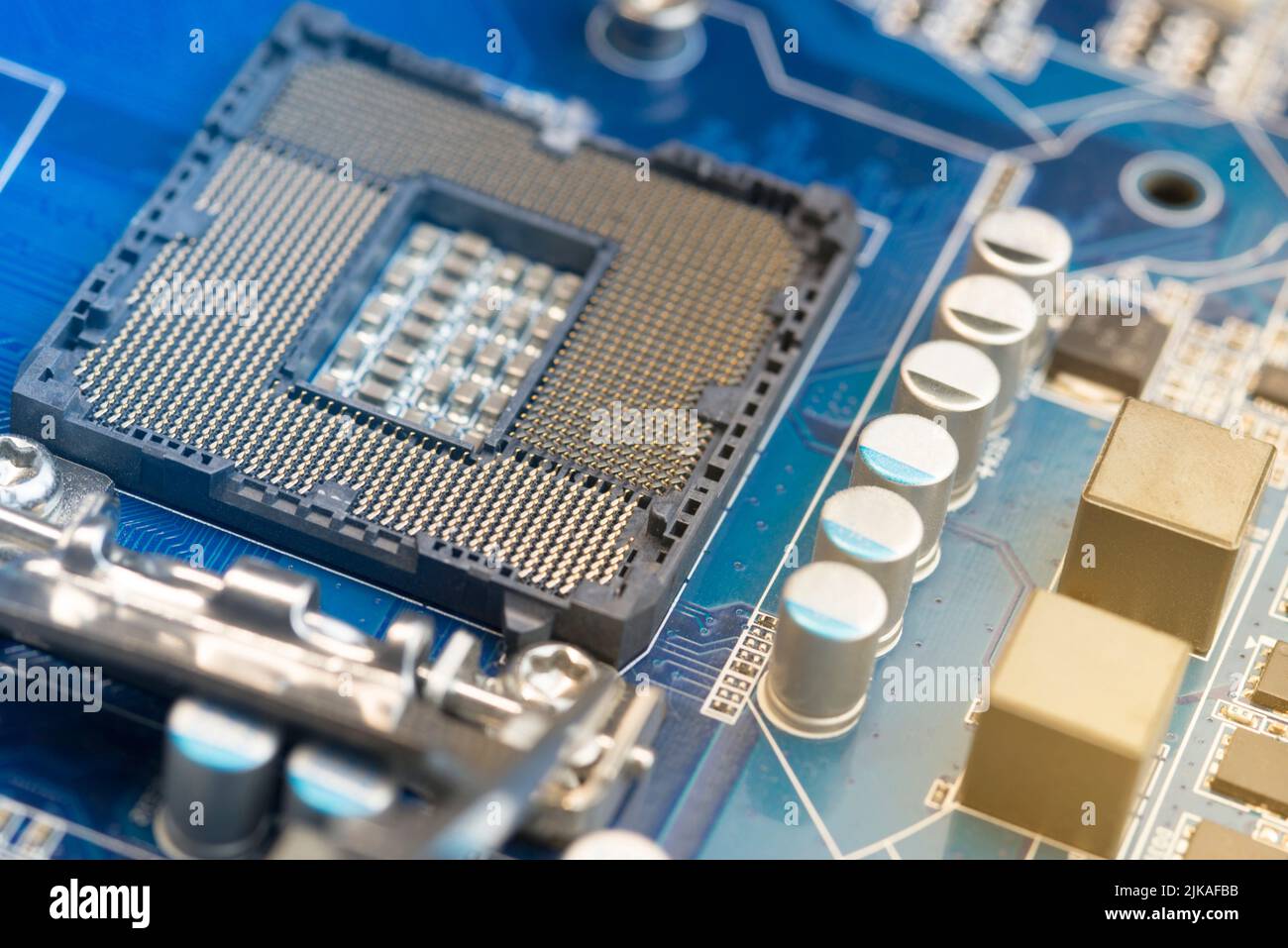 Socket on a computer, software elements, macro photo, close-up. Stock Photo