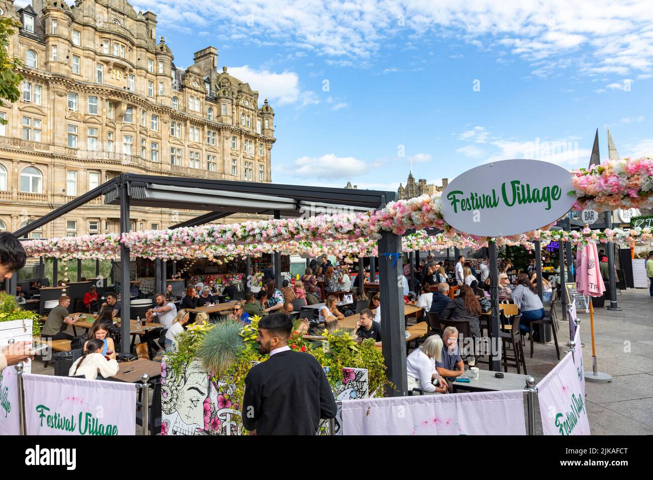 Festival Village Edinburgh held on Waverley mall rooftop next to