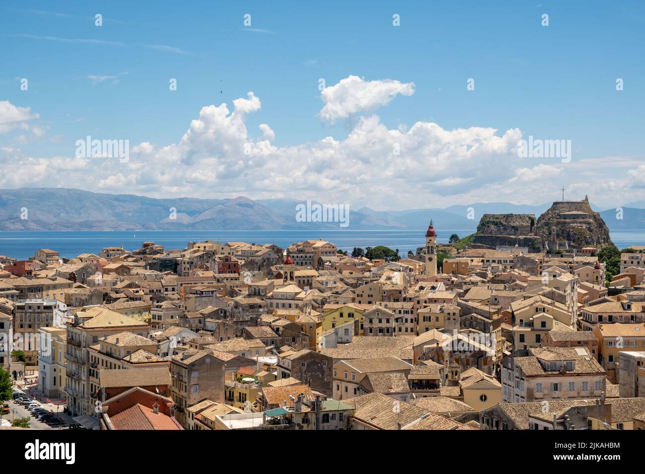 Cityscape oft Corfu, Greece, from above. Stock Photo