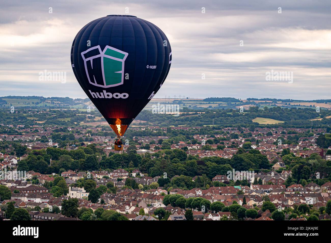 A balloons flies over Bristol, ahead of the Bristol International Balloon Fiesta 2022. Picture date: Monday August 1, 2022. Stock Photo