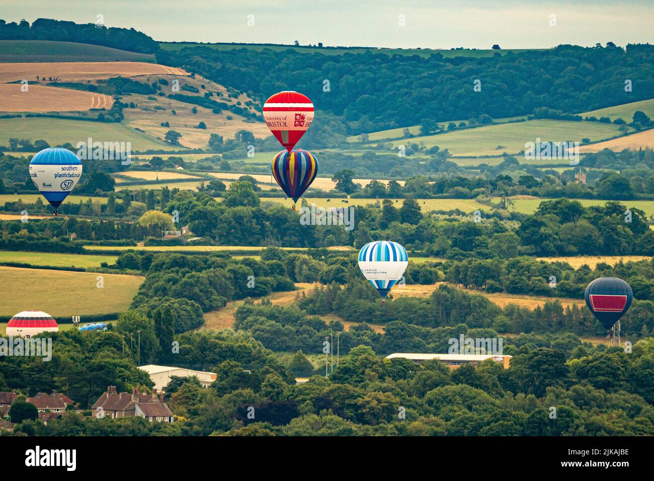 Balloons fly over Bristol, ahead of the Bristol International Balloon Fiesta 2022. Picture date: Monday August 1, 2022. Stock Photo