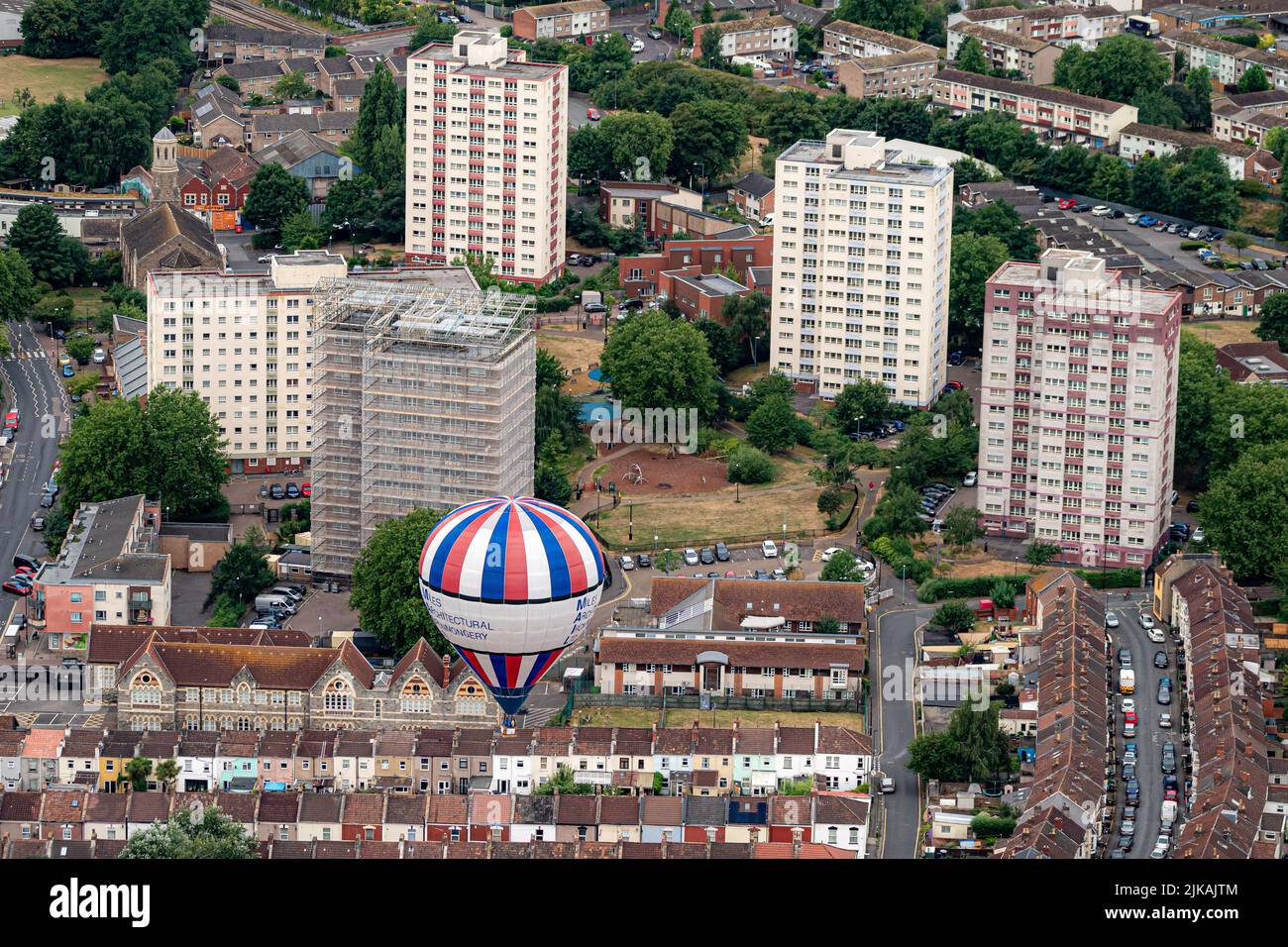 A balloon flies over Bristol, ahead of the Bristol International Balloon Fiesta 2022. Picture date: Monday August 1, 2022. Stock Photo